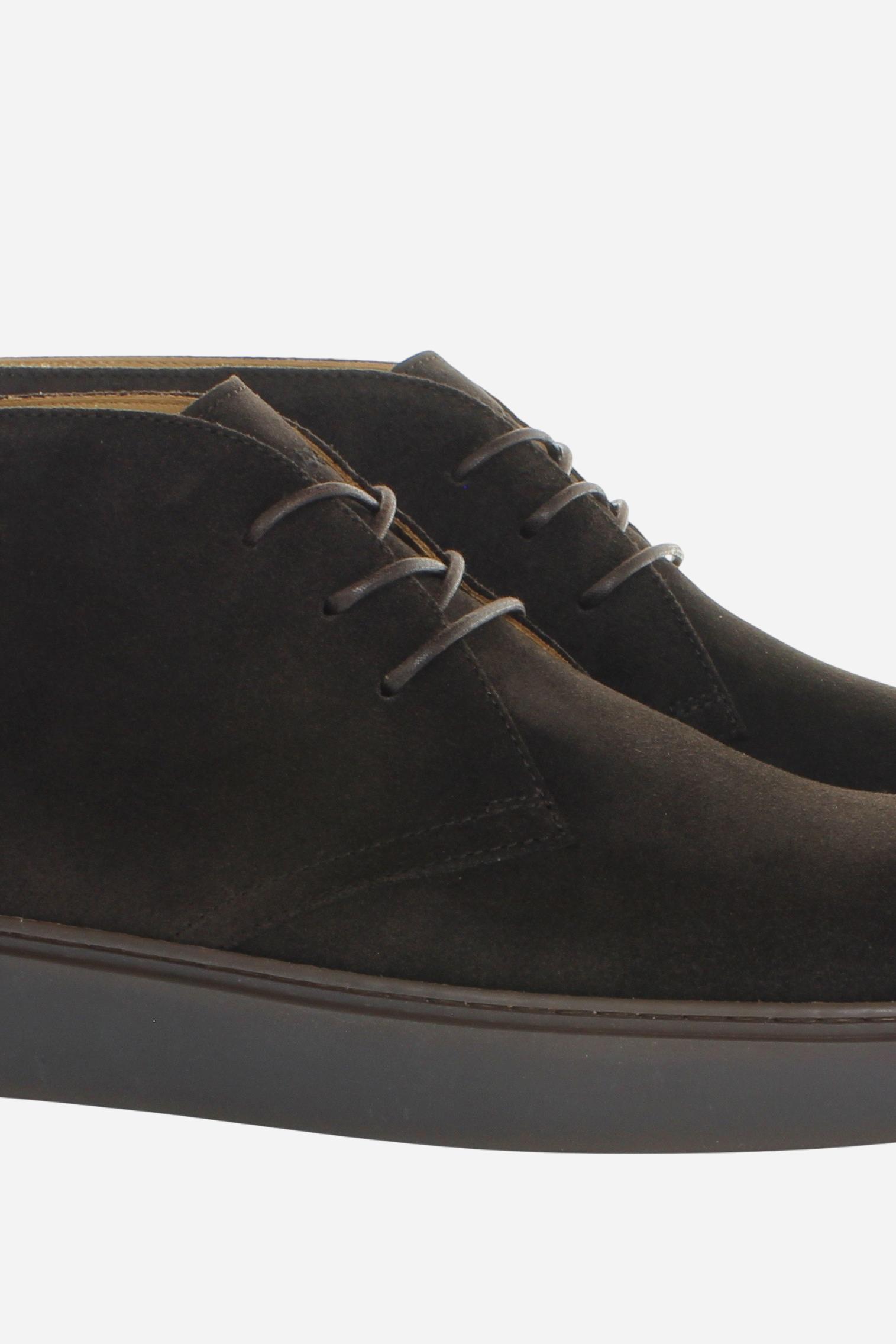 High-top men's lace-up shoes in treated suede - Dress