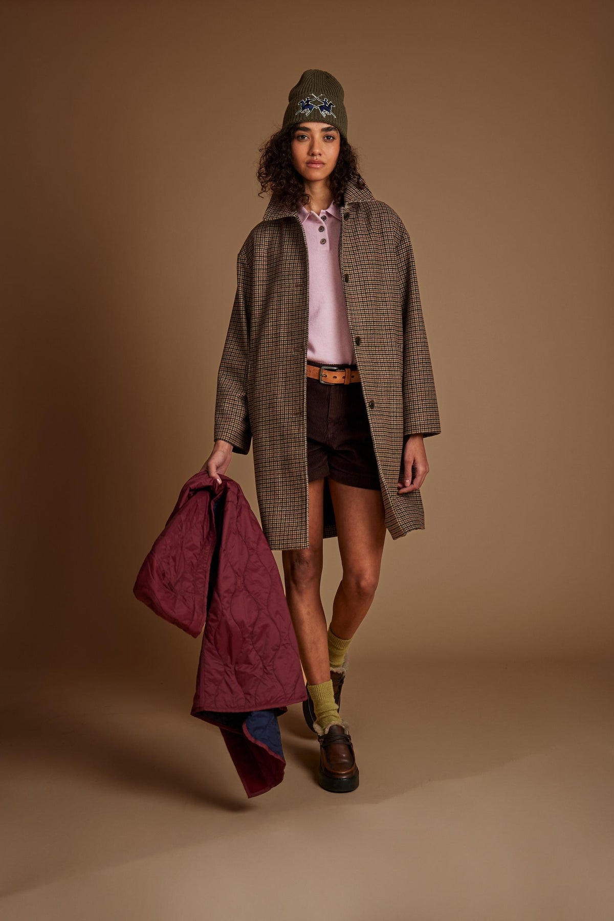 Women's wool blend houndstooth coat - Dulce