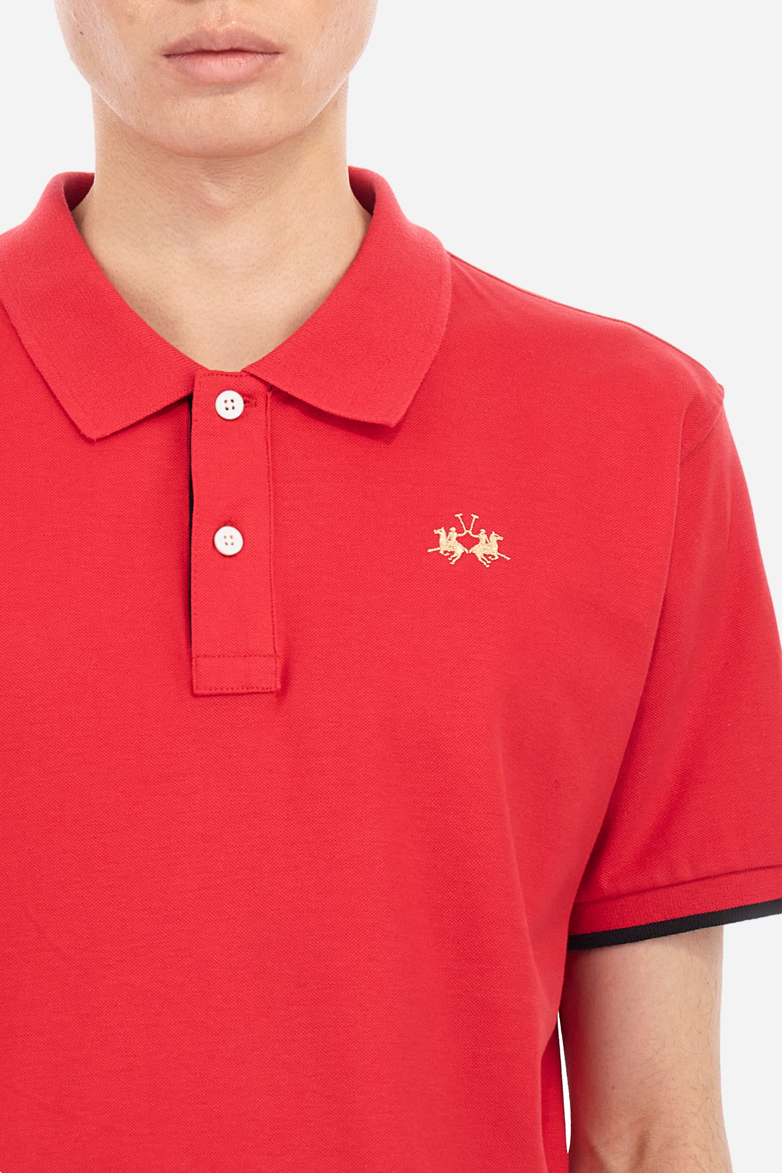 Stretch polo with contrast cuffs - Asahi