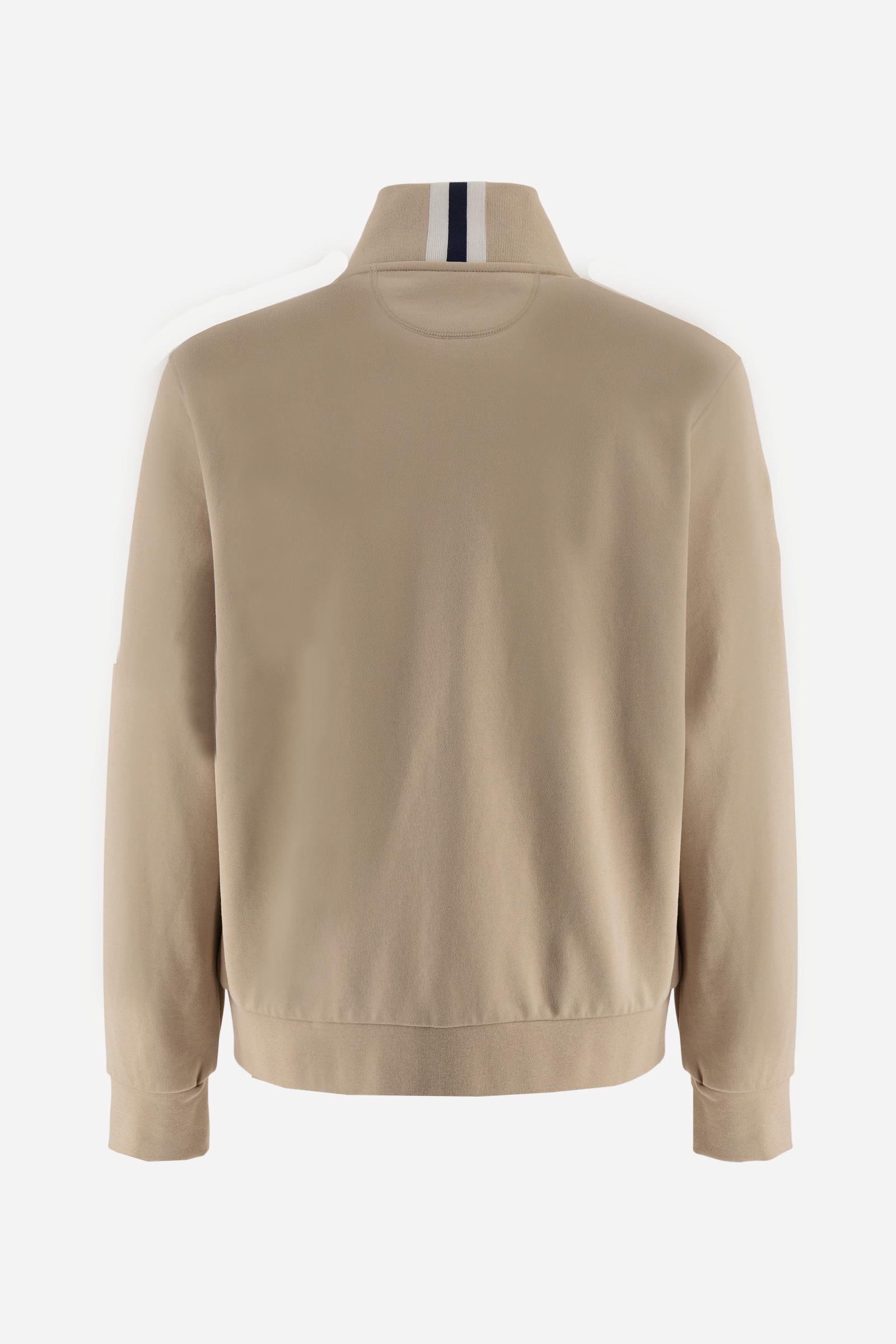 Men’s cotton sweatshirt with regular fit and full front opening, Iconic patch on the sleeve and embroidered team logo on the chest. - Humus