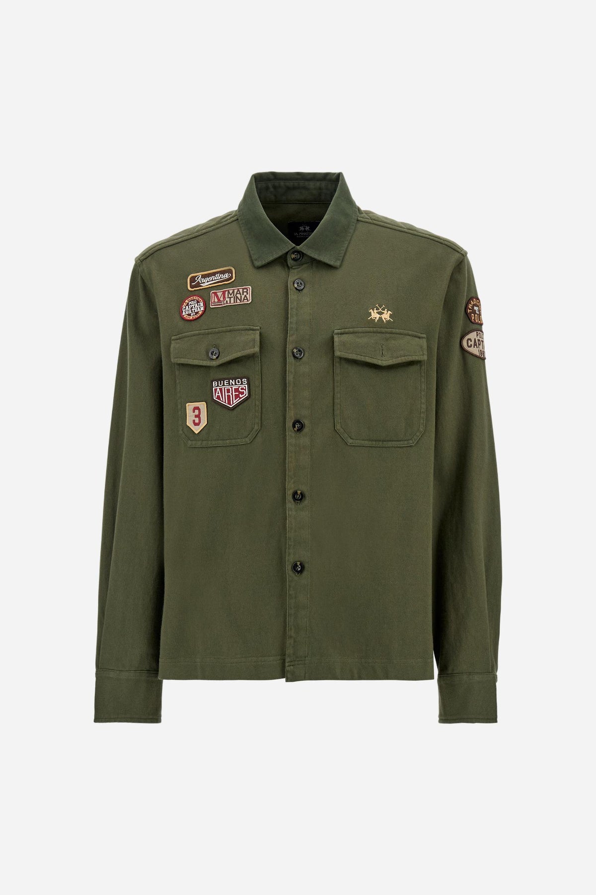Men's cotton jersey shacket with patch - Davy