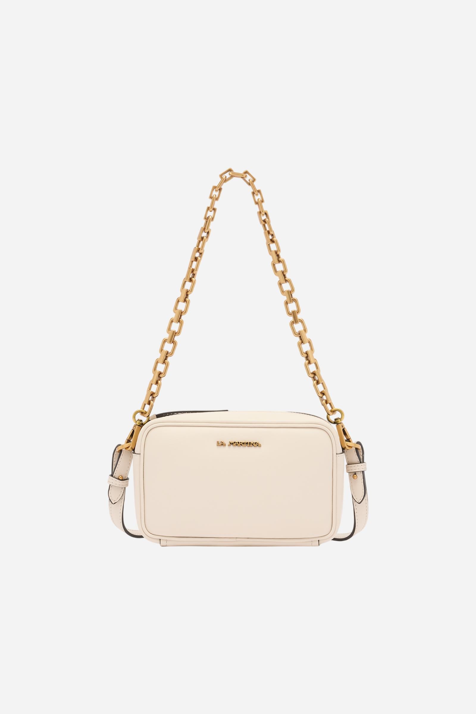 Calfskin leather clutch with metal chain – Camera Case Small