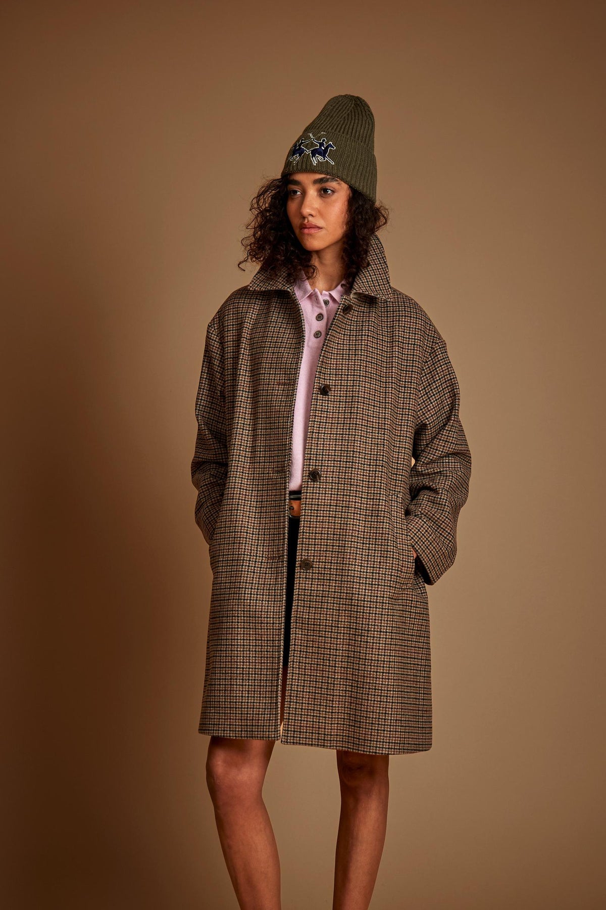 Women's wool blend houndstooth coat - Dulce