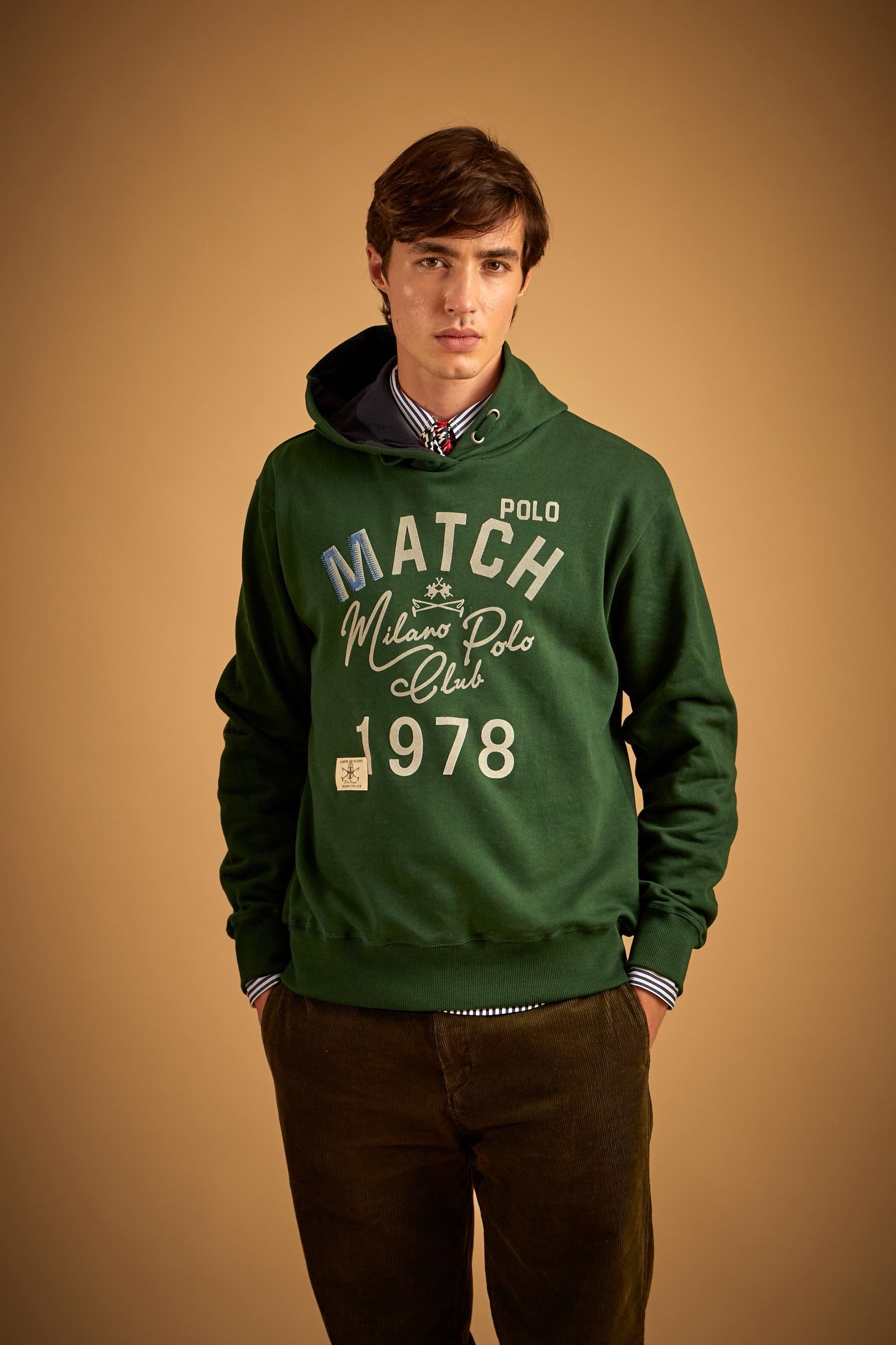 Men's brushed cotton hooded sweatshirt Match Polo - Denny