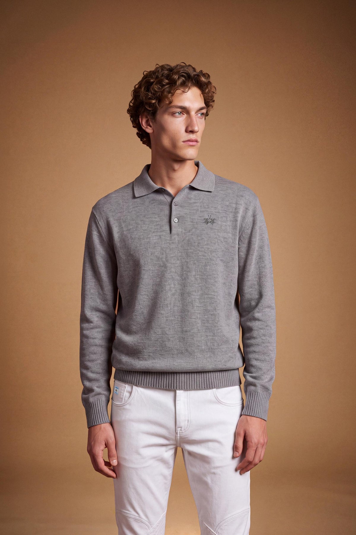 Men's polo shirt in cotton and wool knit - Euridice