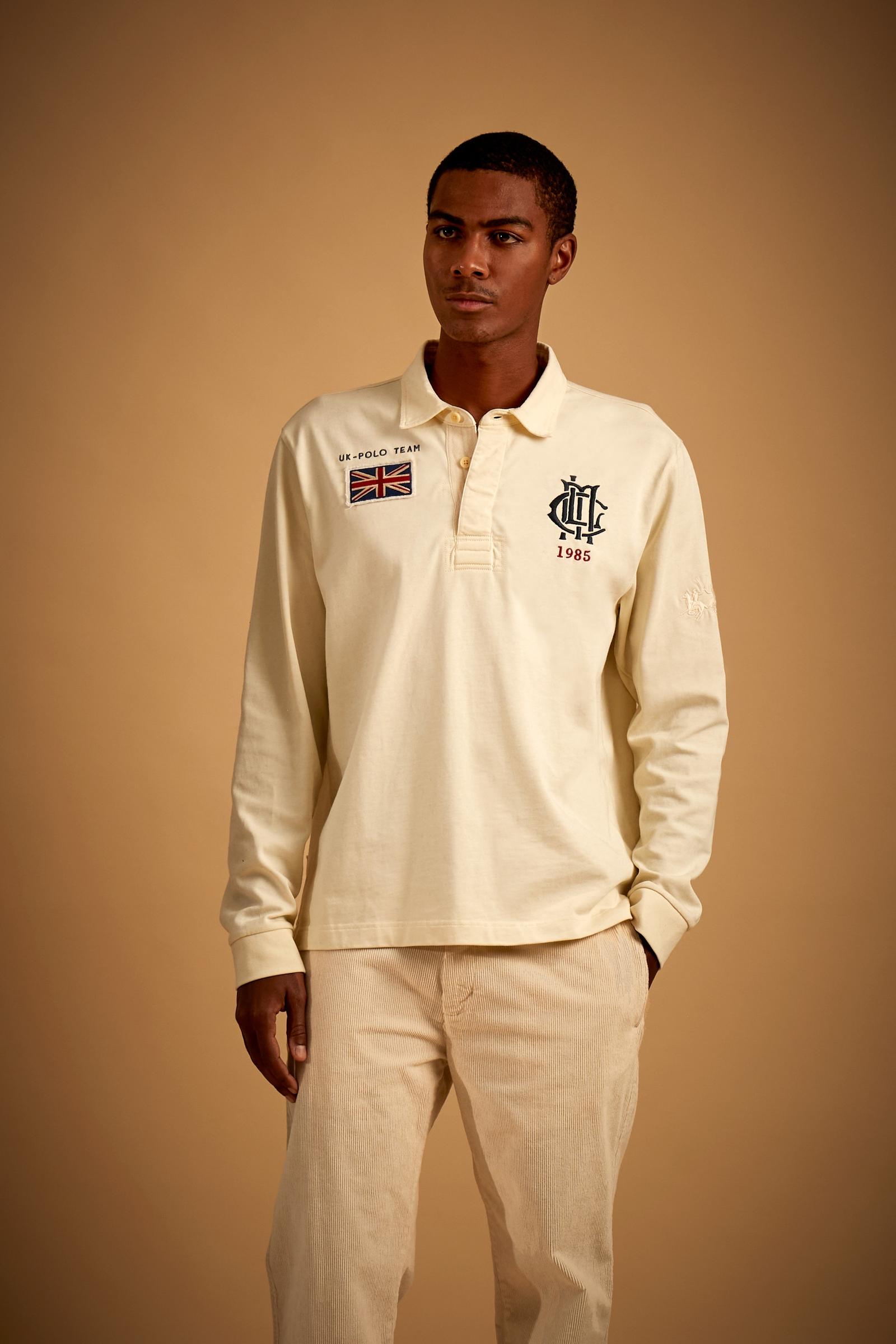 Herren Langarm-Poloshirt aus Baumwolle UK Polo Team - Desiderio