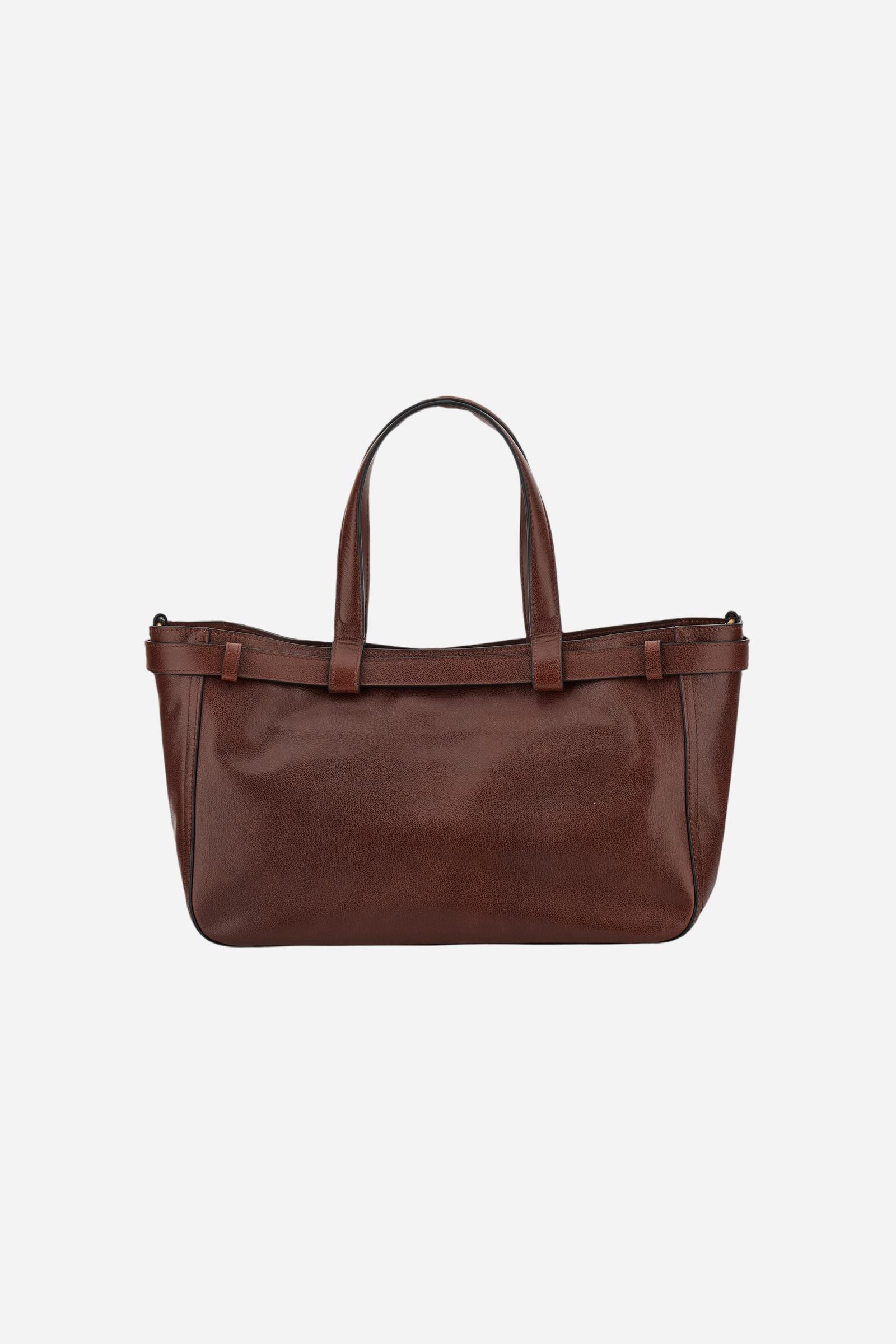 Damen-Tote-Bag aus Leder mit Gürtel-Detail an der Oberseite - Bandera