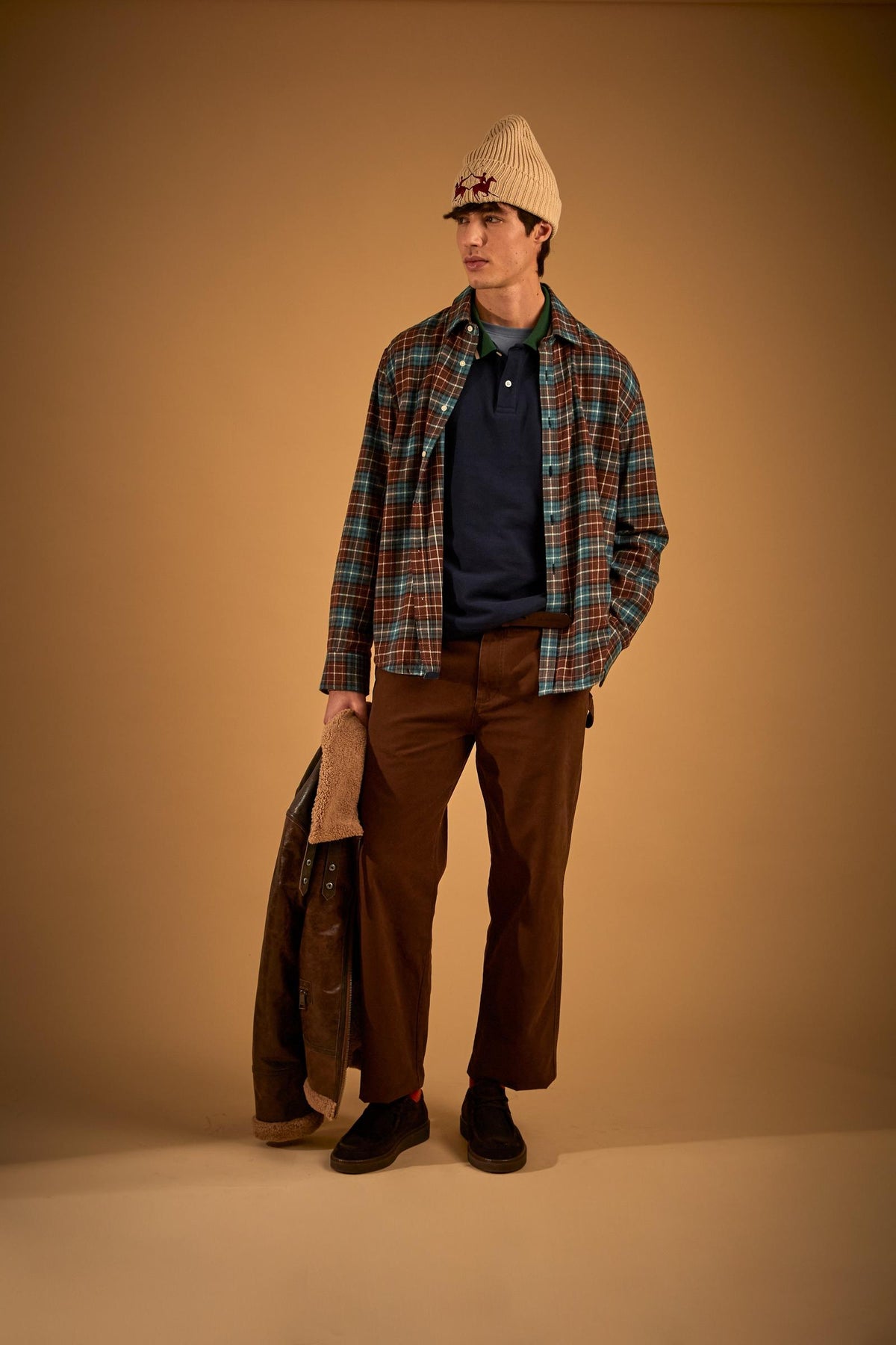 Men's cotton flannel checkered shirt