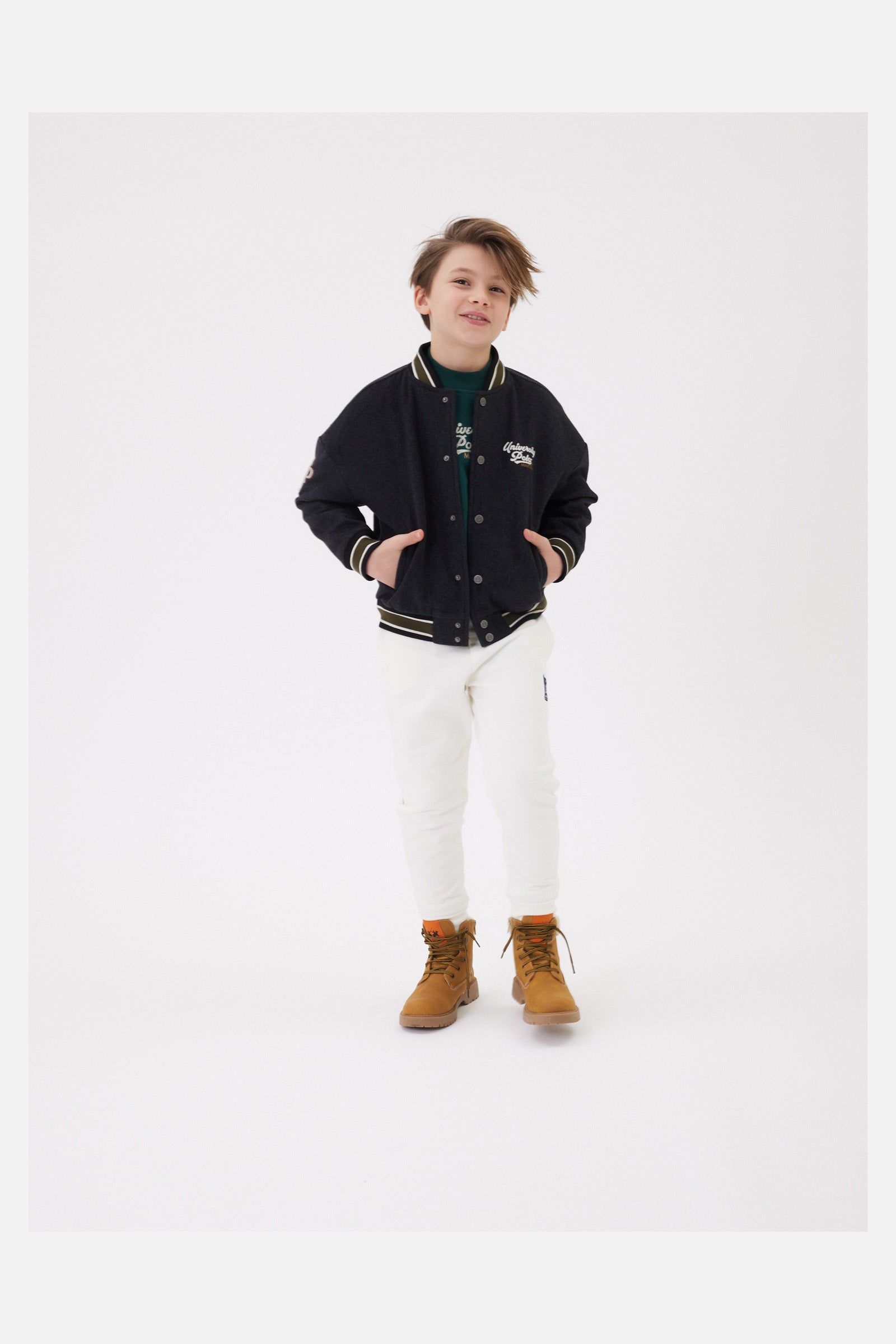 Bomber da bambino stile college