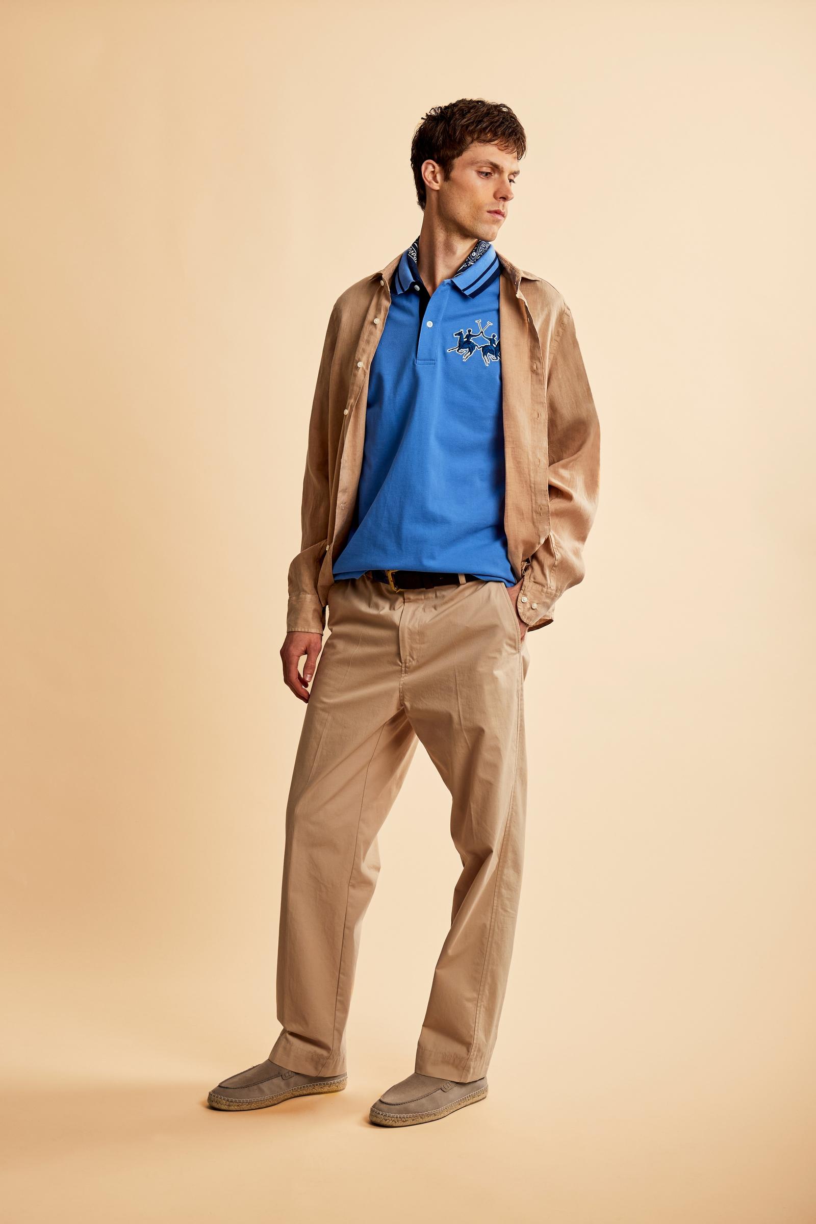 Men’s short-sleeve cotton piqué polo shirt with a new contemporary fit. Embroidered maxi logo and bold colour contrasts define the style. - Riviera