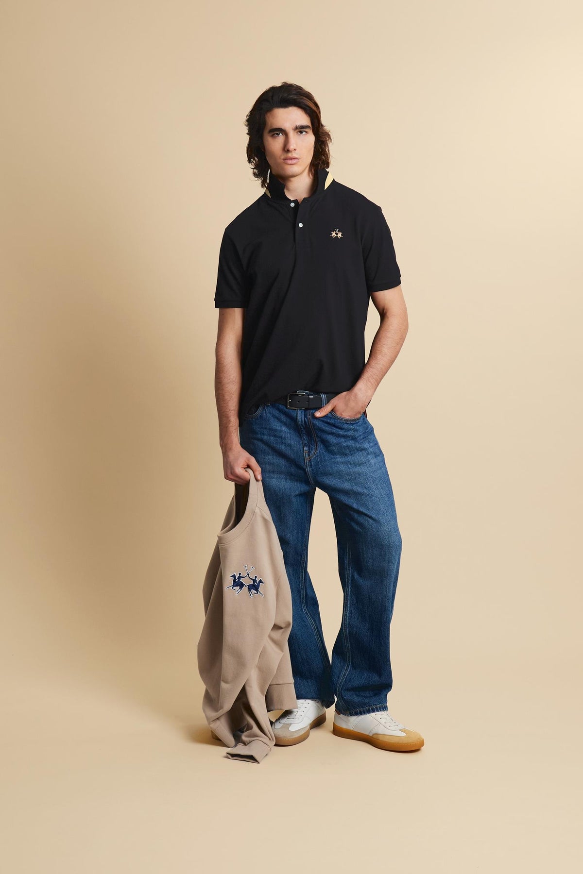 Men's regular fit polo with multicolor logo - Eduardo