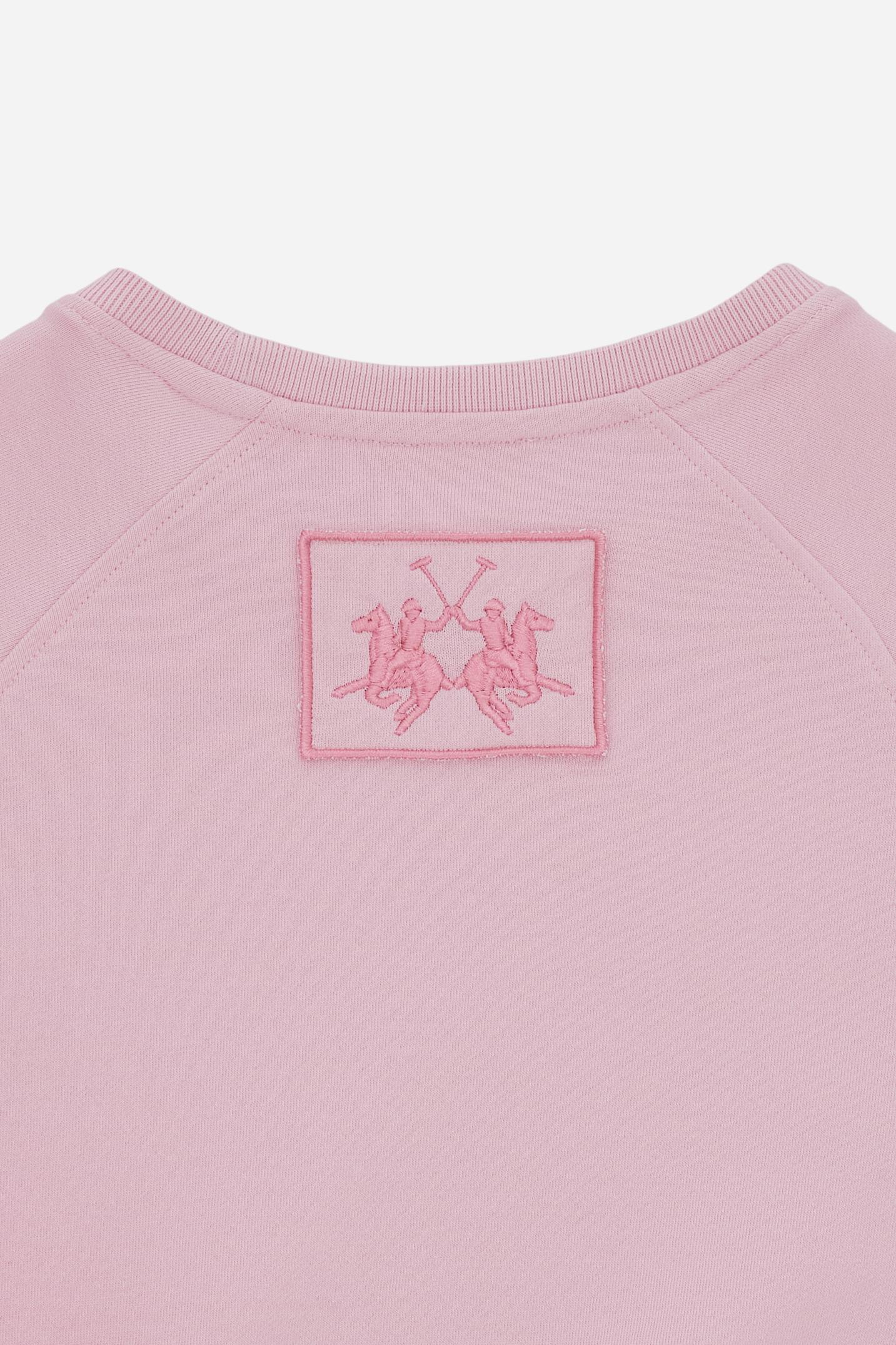 Cotton sweatshirt for women with raglan sleeves, featuring a clean design and embroidered logo patch on the back. Relaxed fit for ultimate comfort. - FairTale                                                                                                                                                                                                                                                                                                                                                                  