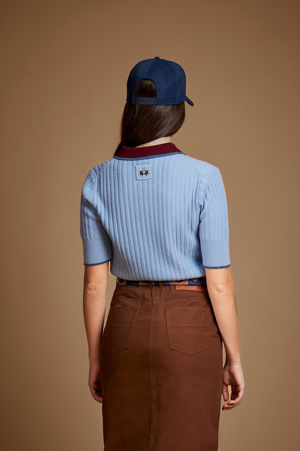 Women's knitted lambswool polo with contrasting details - Eugenie