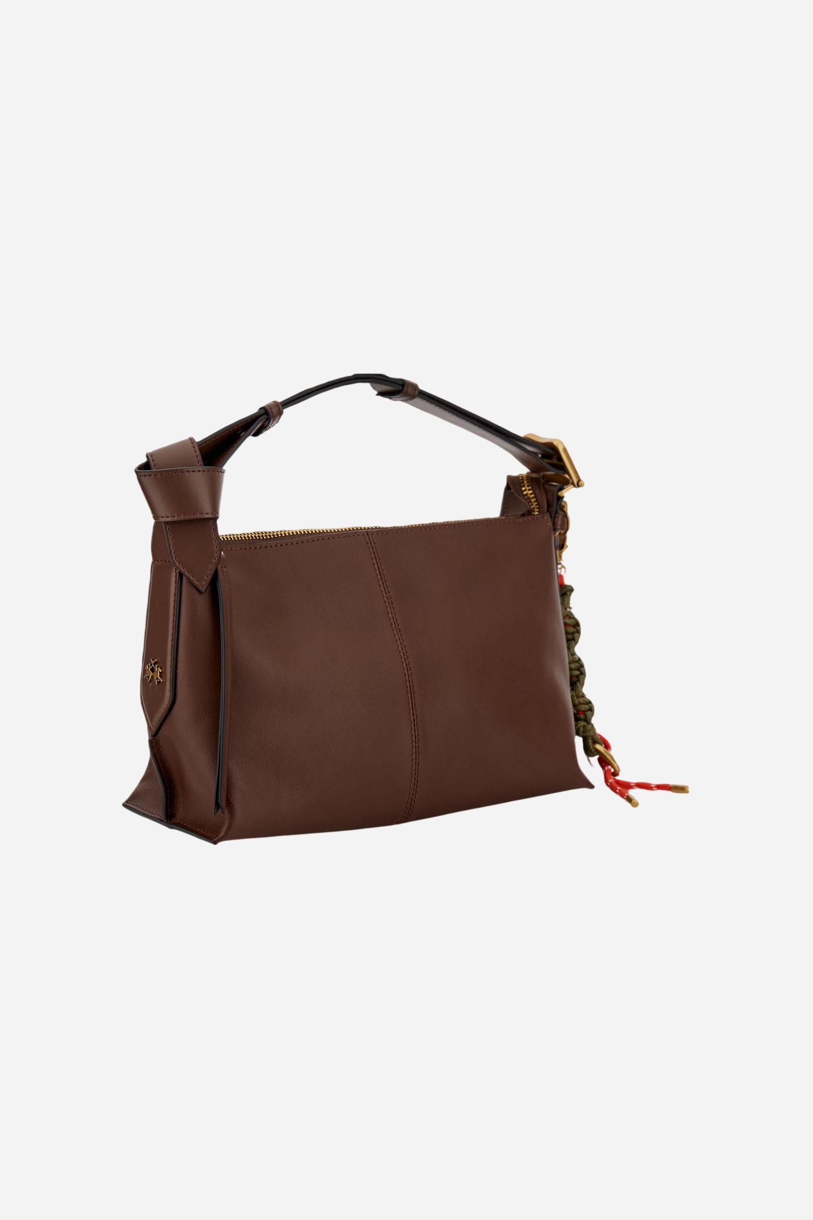 Women's leather shoulder bag with hiking rope detail - Andina