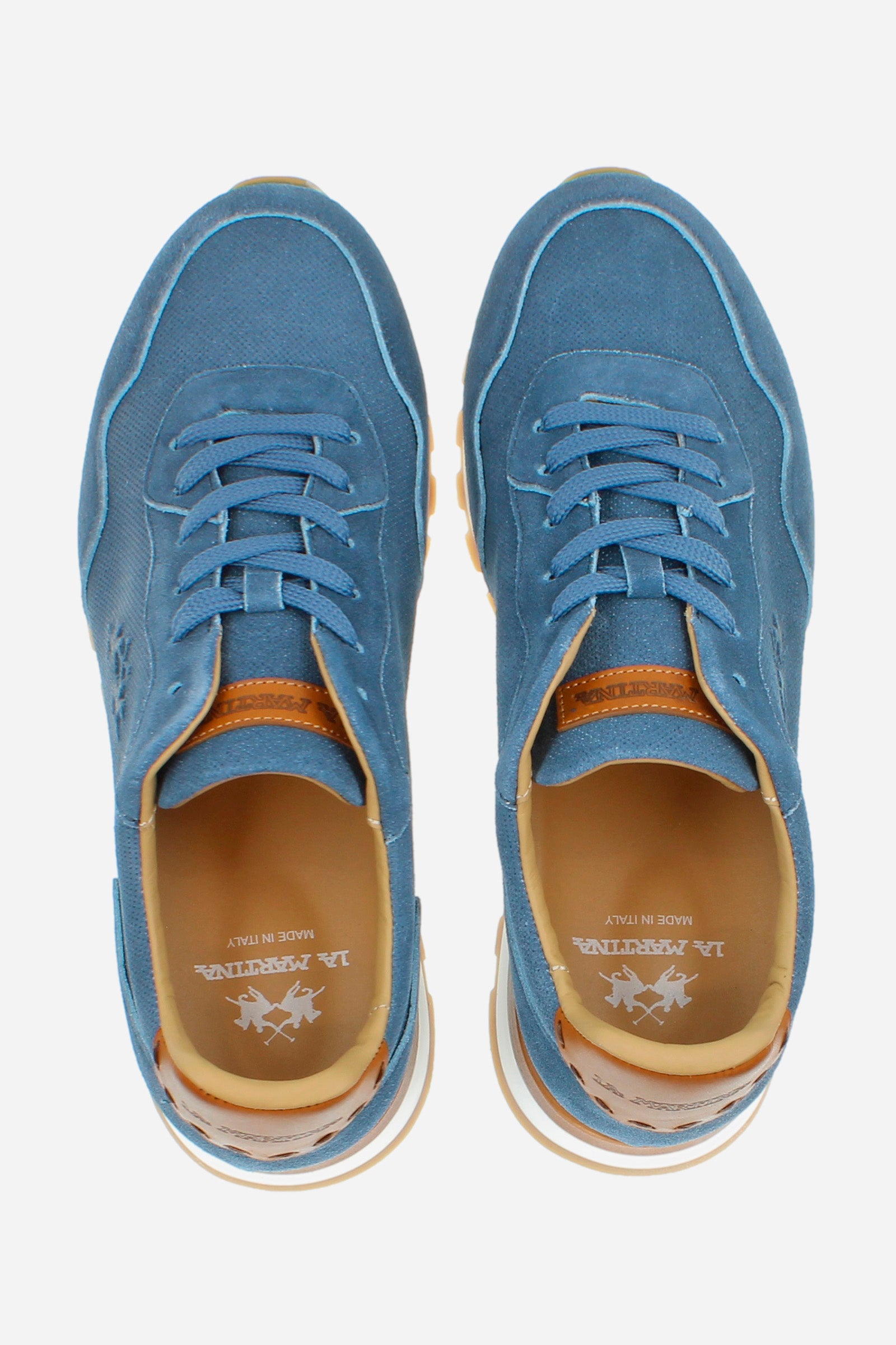 Herren- Sneaker aus Délavé-Leder und Wildleder La Martina