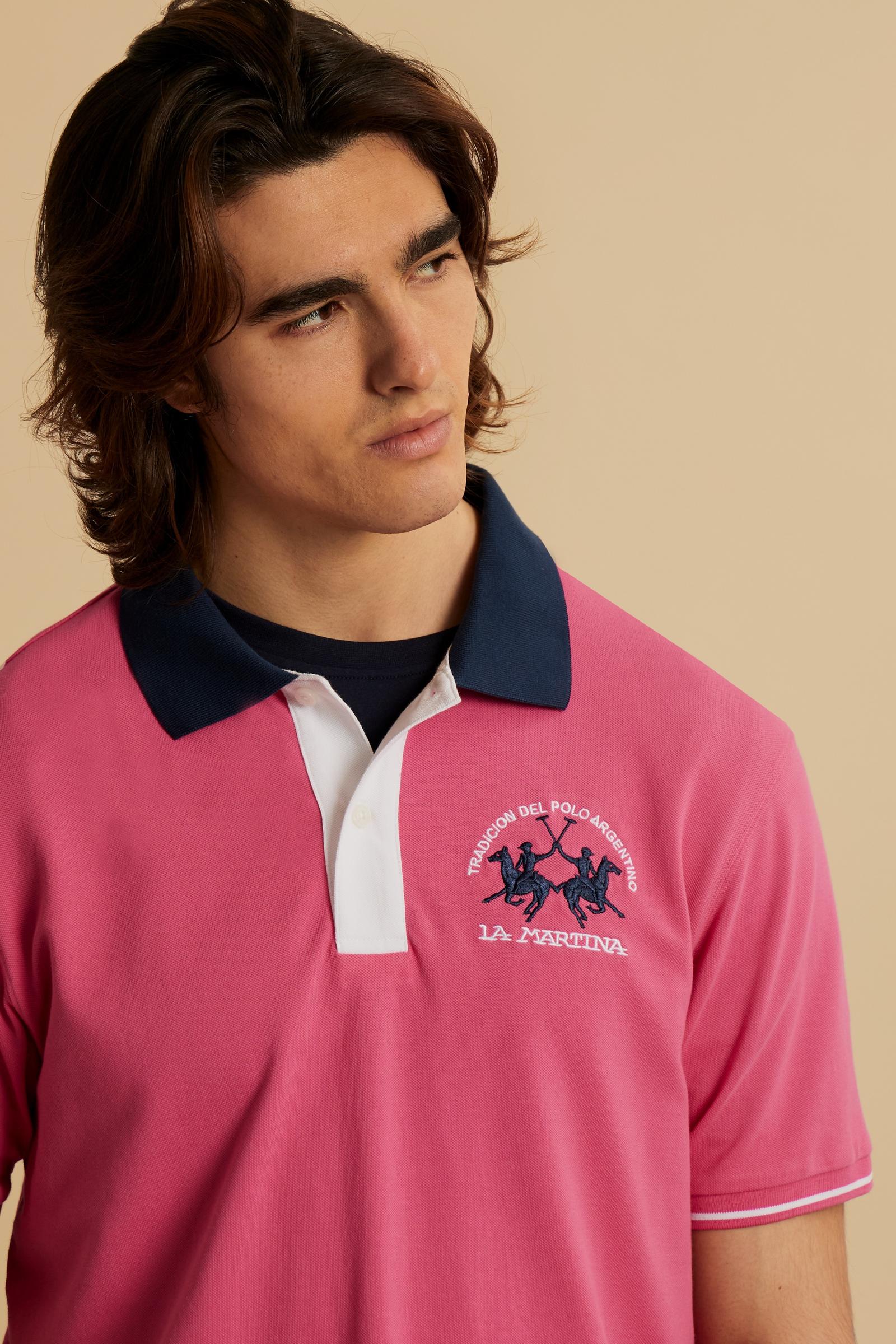 Herren Kurzarm-Poloshirt aus Stretch-Piqué mit Kontrastdetails – Trixie