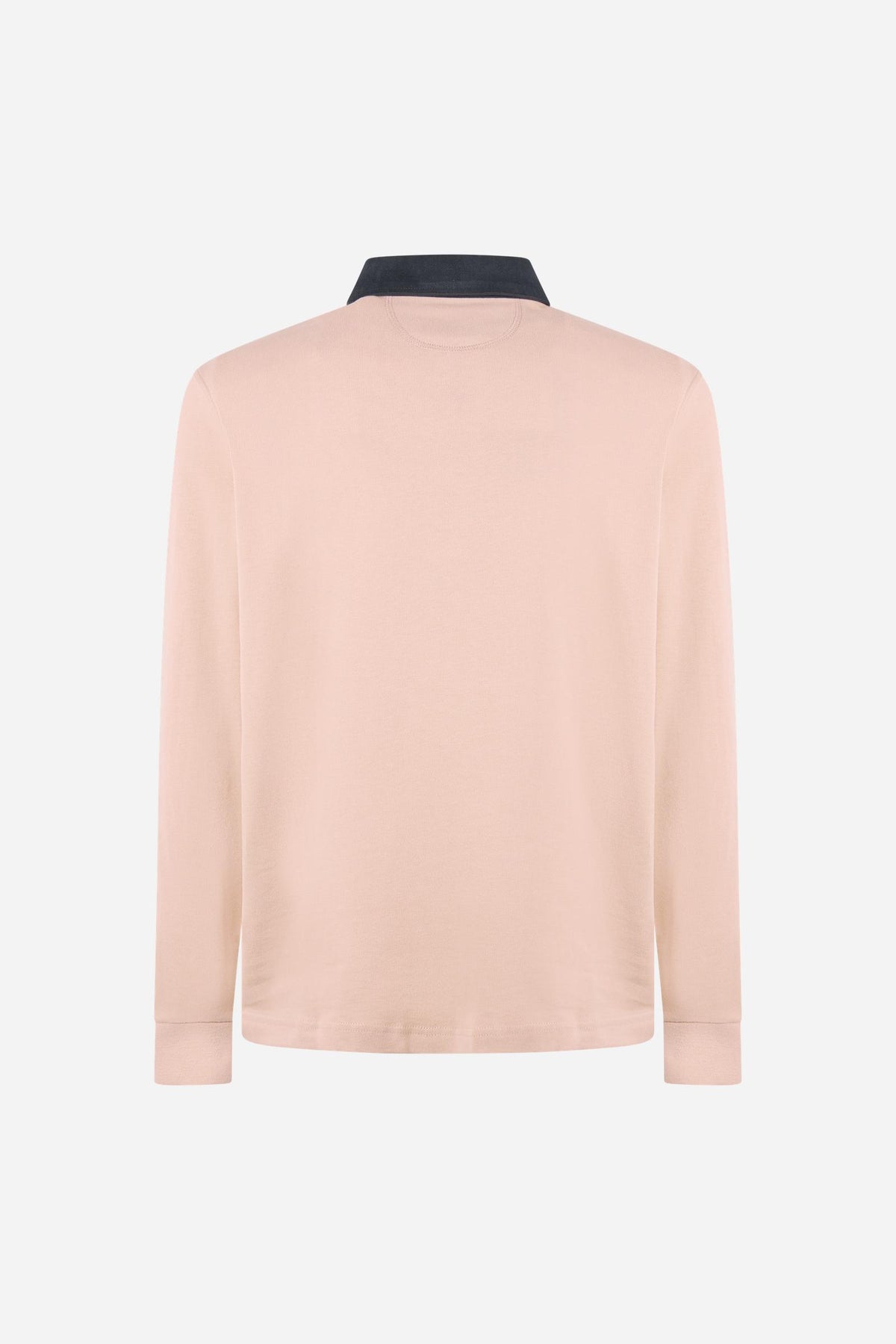 Men's long-sleeve polo made from heavy cotton jersey with ribbed cuffs, contrasting gabardine collar, embroidered logo, and a comfortable regular fit. - Pale Mauve
