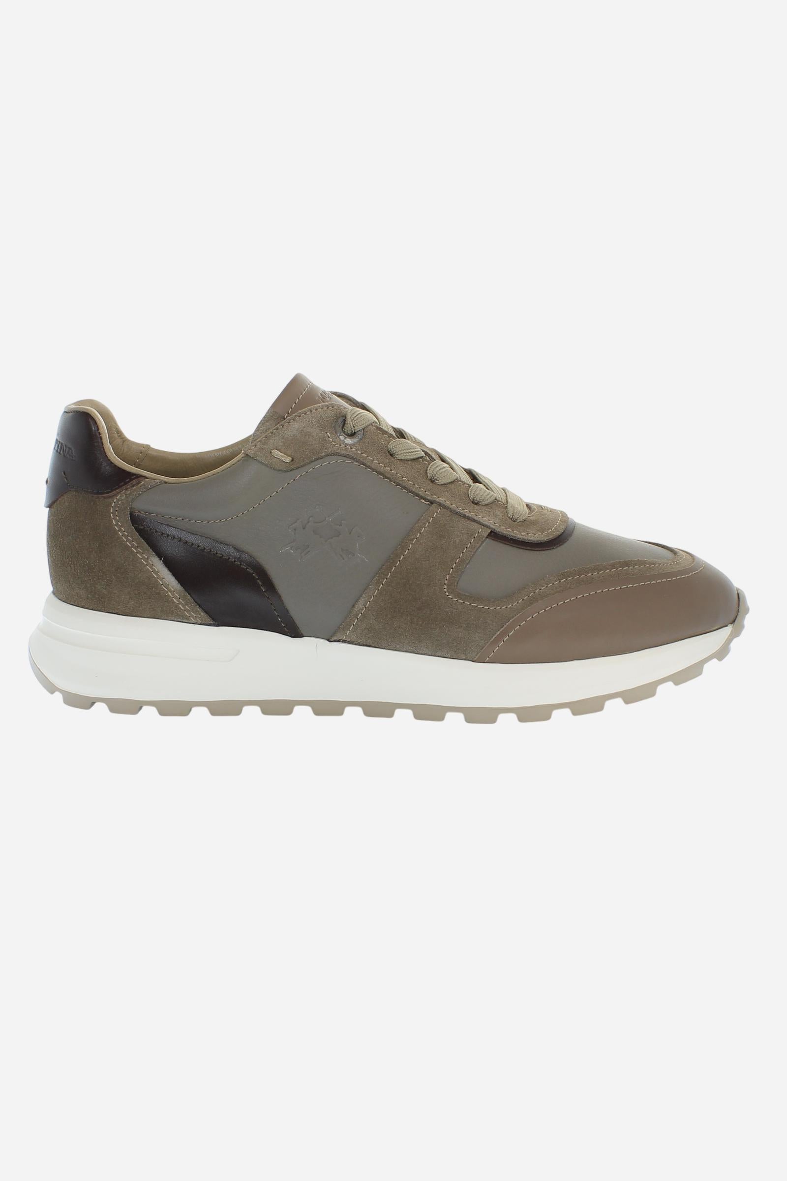 Zapatillas deportivas para hombre de cuero y gamuza con suela acolchada