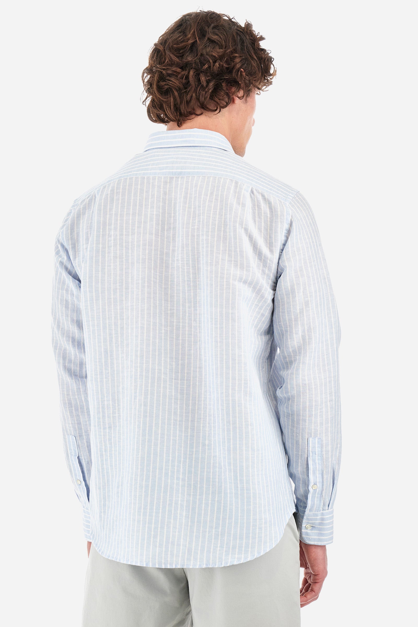 Camisa con estampado de rayas de algodón y lino - Innocent