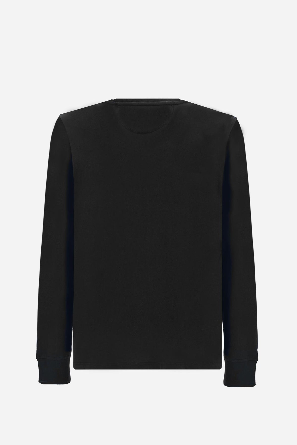 Long-sleeve 100% cotton jersey T-shirt with ribbed crew neck and cuffs, featuring a contrasting embroidered team logo. Regular fit for all-day comfort. - Black