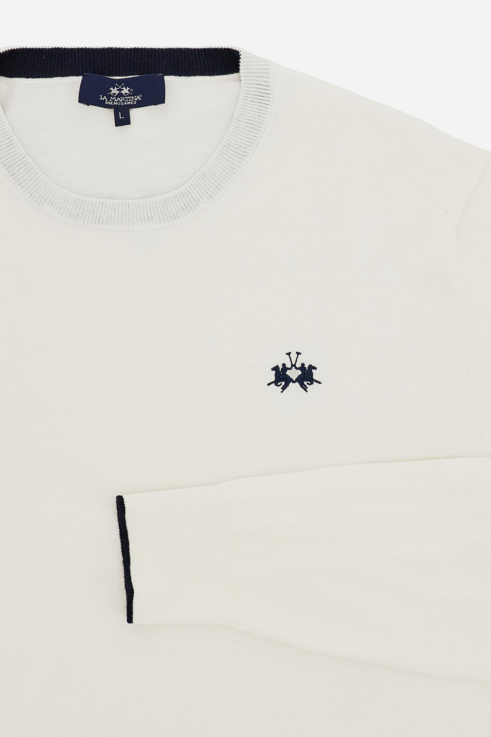 Crewneck sweater in lightweight 100% cotton with a regular fit. Ribbed collar, cuffs and hem. Contrast details inside the neckline, echoed on the cuffs, and embroidered logo on the chest. - Off White                                                                                                                                                                                                                                                                                                                         