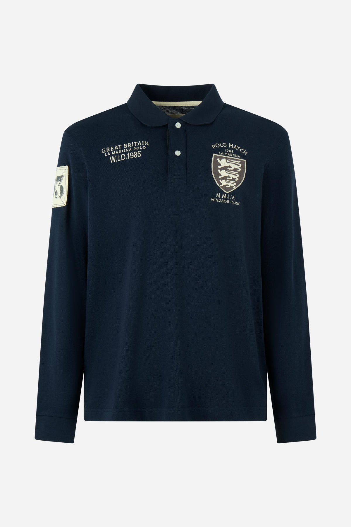 Men's long-sleeve cotton piqué polo shirt Polo Match Engadine