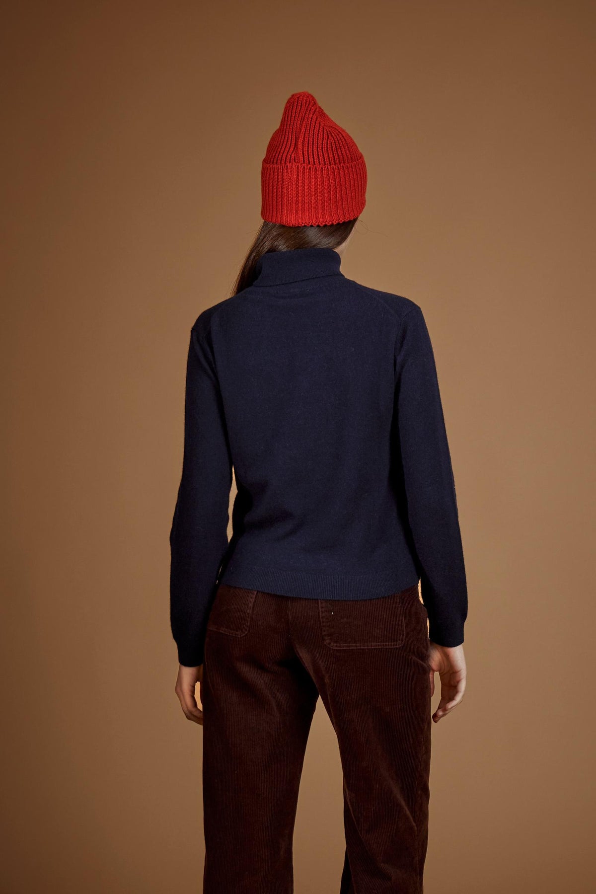 Women's ribbed turtleneck sweater in lambswool blend - Elvina