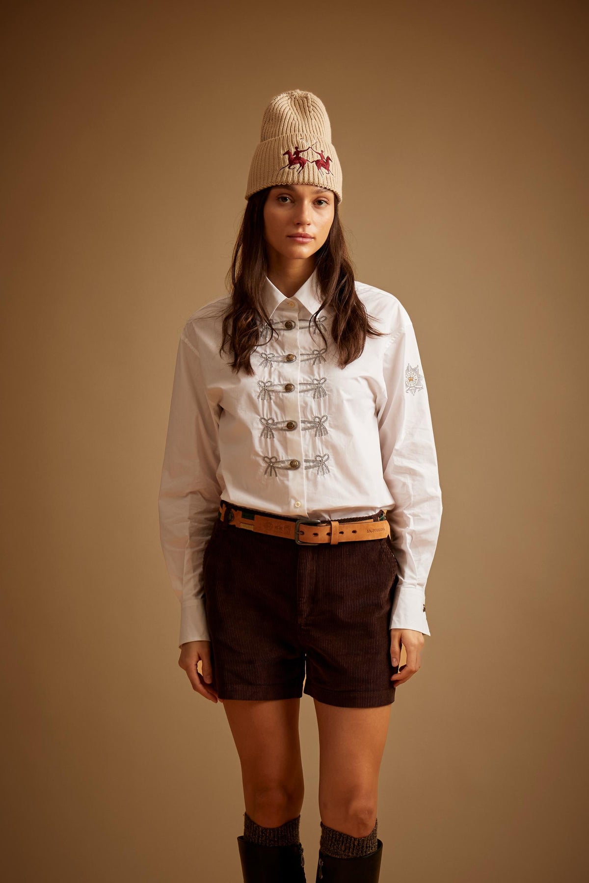 Camicia donna popeline di cotone con alamari - Doris