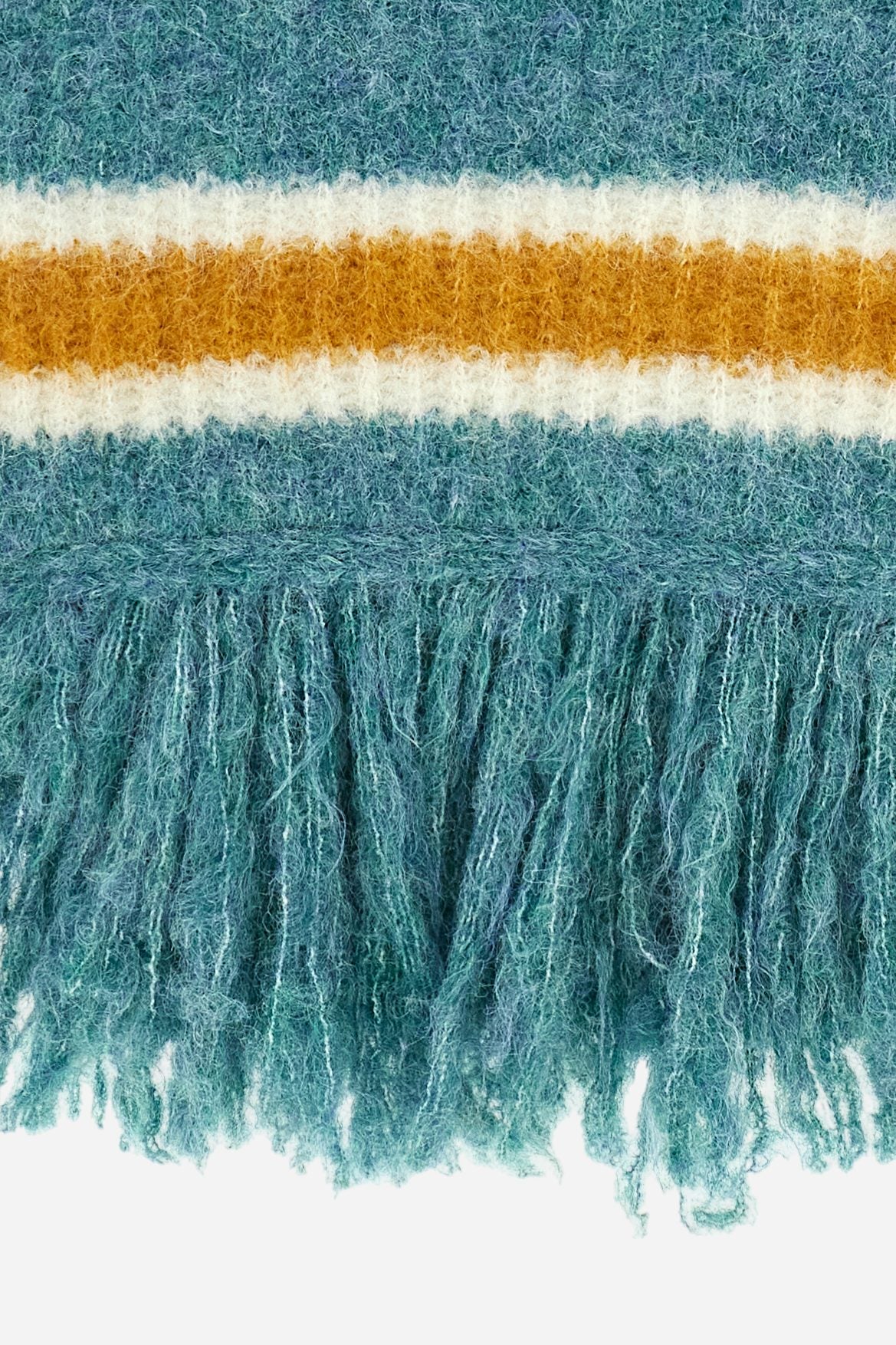 Striped mohair wool blanket with fringes - Bennie