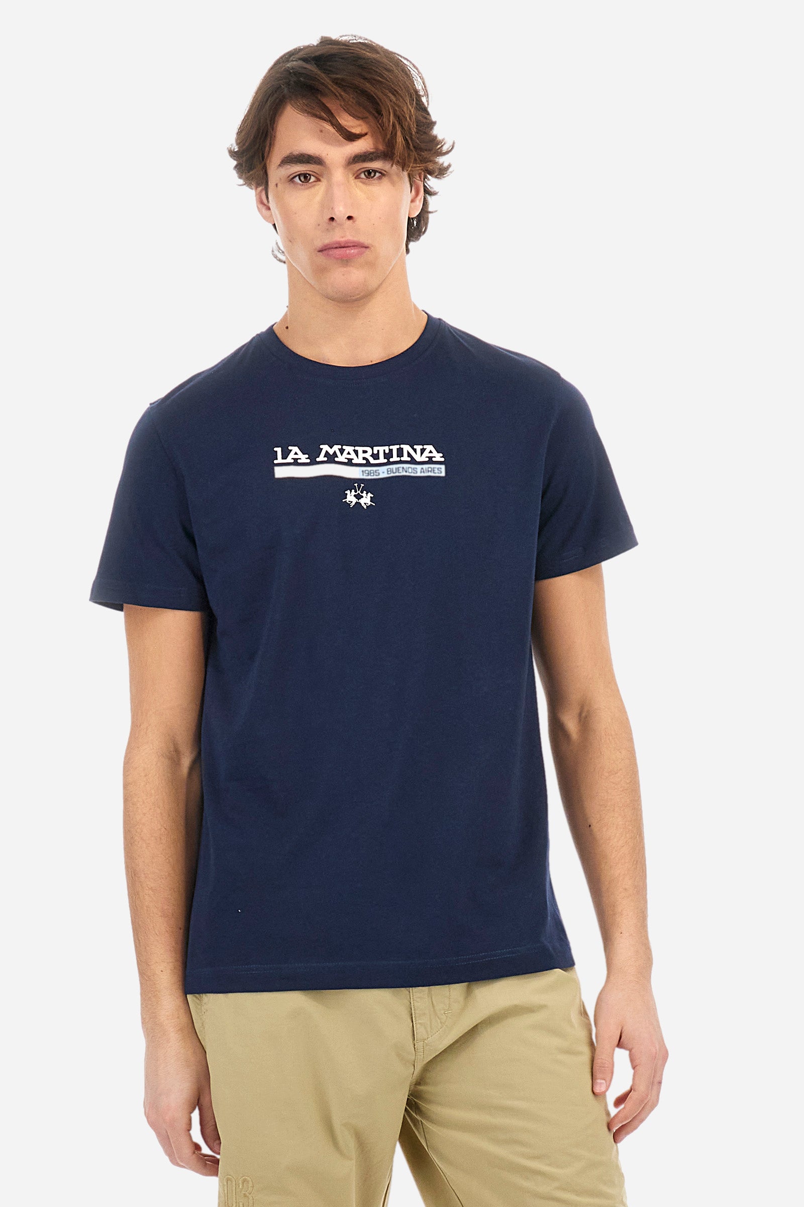 Baumwoll-T-Shirt mit Kontrastlogo - Anwar