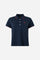 Women's 100% cotton piqué polo with regular fit, ribbed collar and cuffs, contrasting edges, 3-button front, and embroidered logo for a classic, comfortable style. - Navy Blazer
