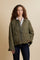 Women’s long-sleeve quilted nylon jacket with wave pattern. Wide, boxy cut with adjustable side bows and tone-on-tone embroidered logo on the sleeve. - Burnt Olive                                                                                                                                                                                                                                                                                                                                                             