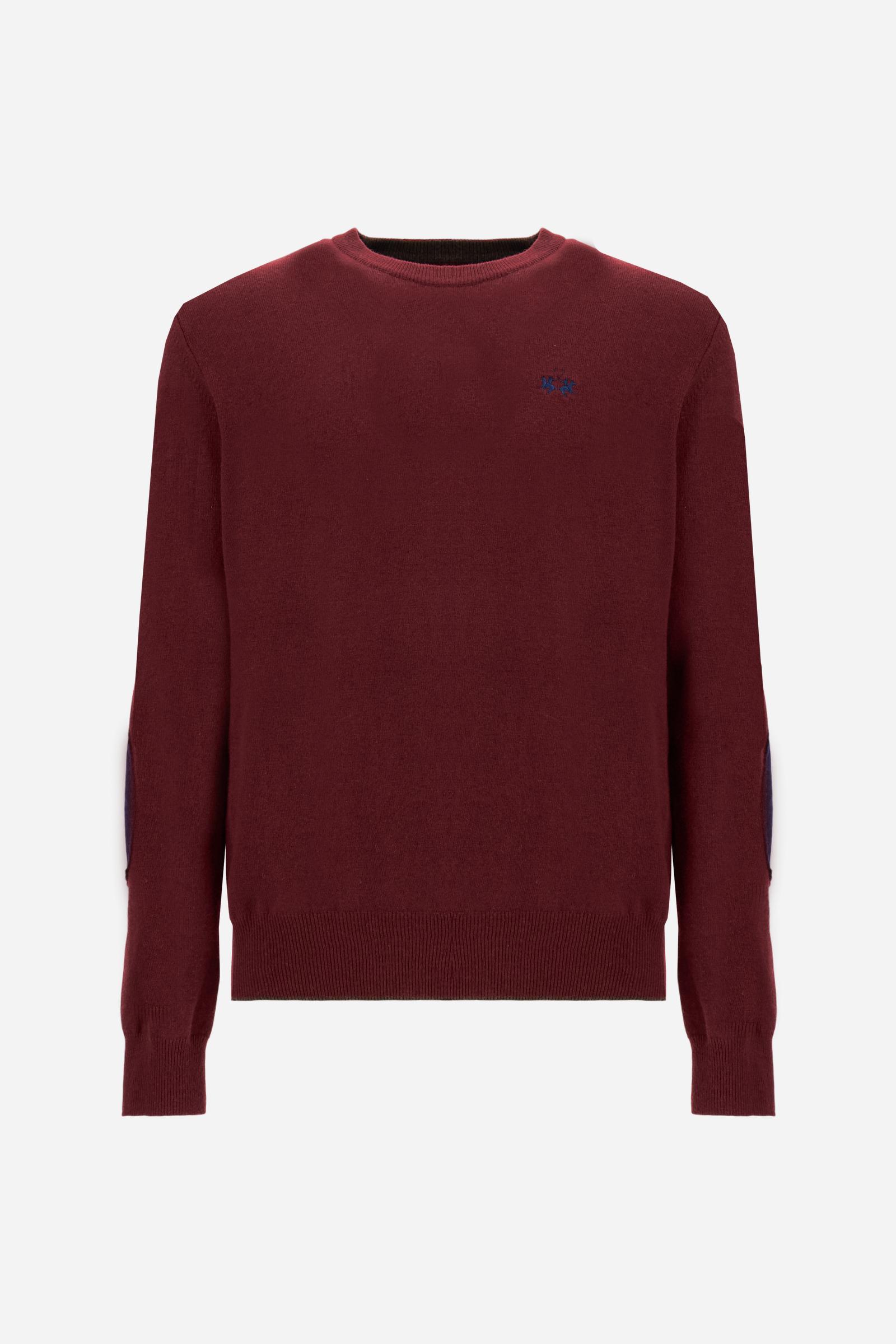 Men’s crew neck sweater with elbow patches - Bobbiejo