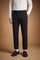Men's cotton interlock jogging pants with elastic waistband, adjustable drawstring, side and back pockets, multicolored stripes, and a soft, sporty silhouette. - Black