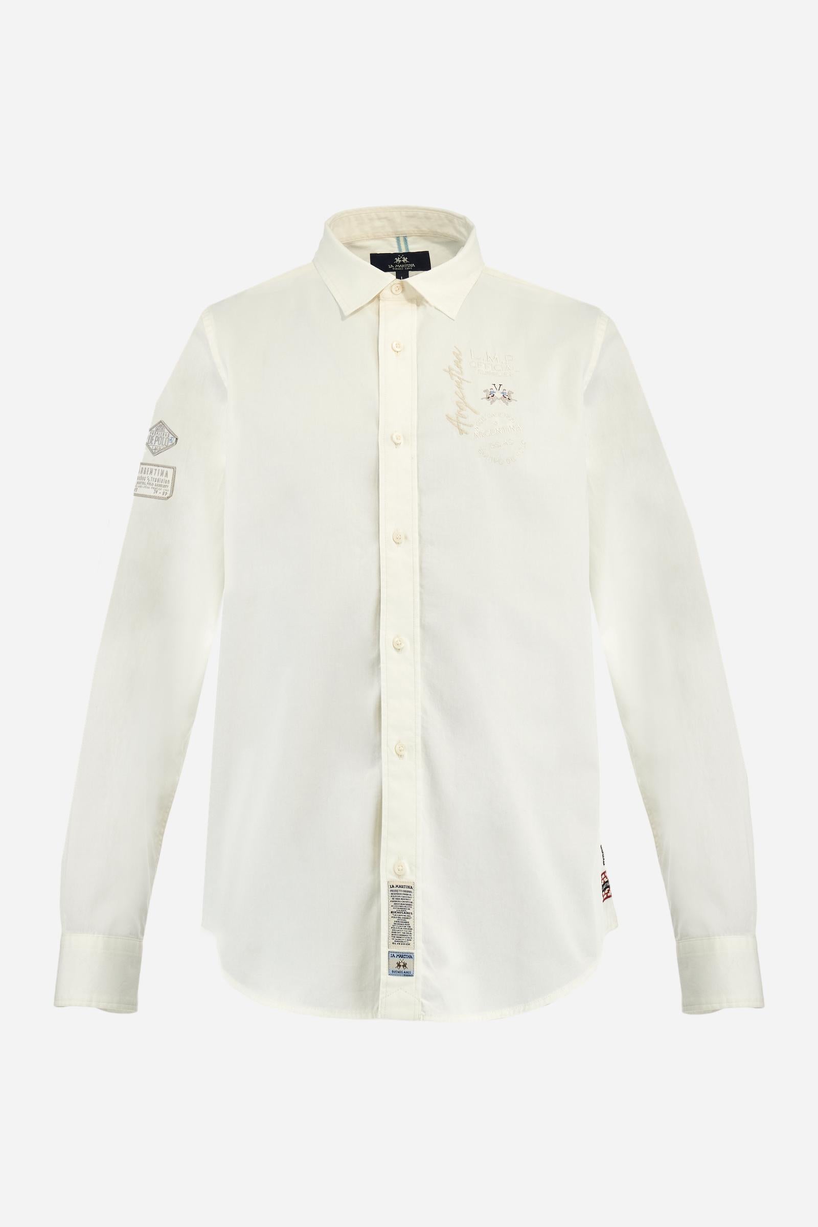 Men’s cotton twill shirt. Regular fit with tone-on-tone graphics inspired by Argentina. - Off White