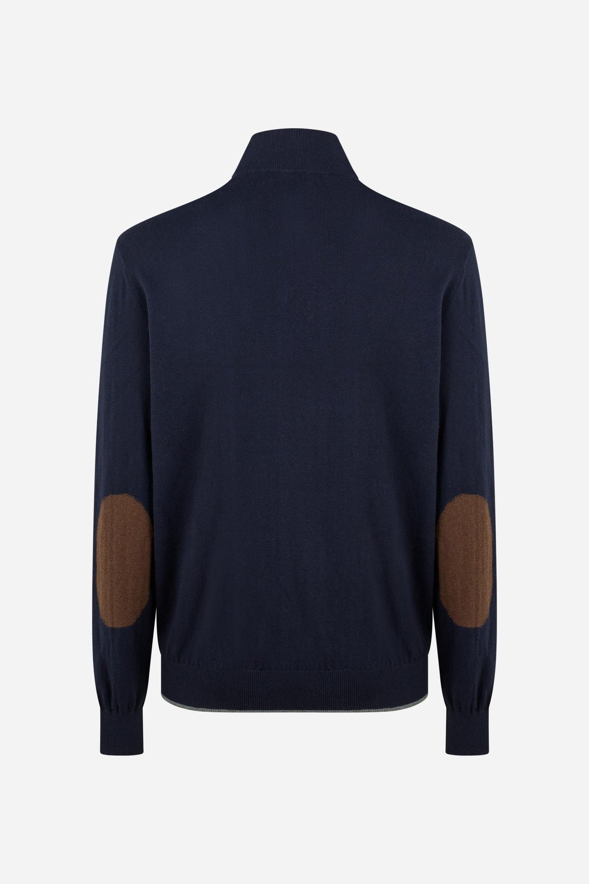 Jersey de hombre con cremallera completa, algodón y lana, coderas - Emerson