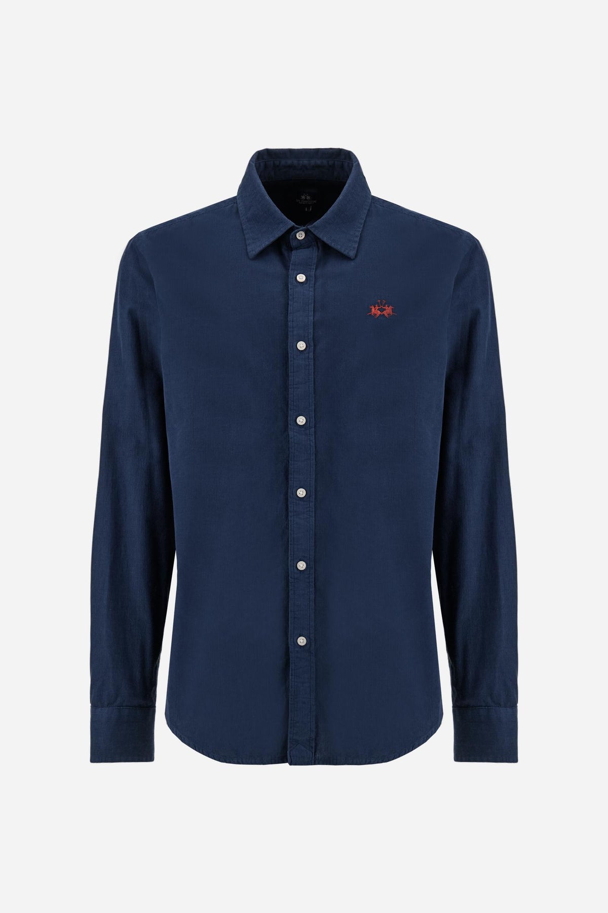 Men's cotton velvet shirt with contrasting logo - Taron