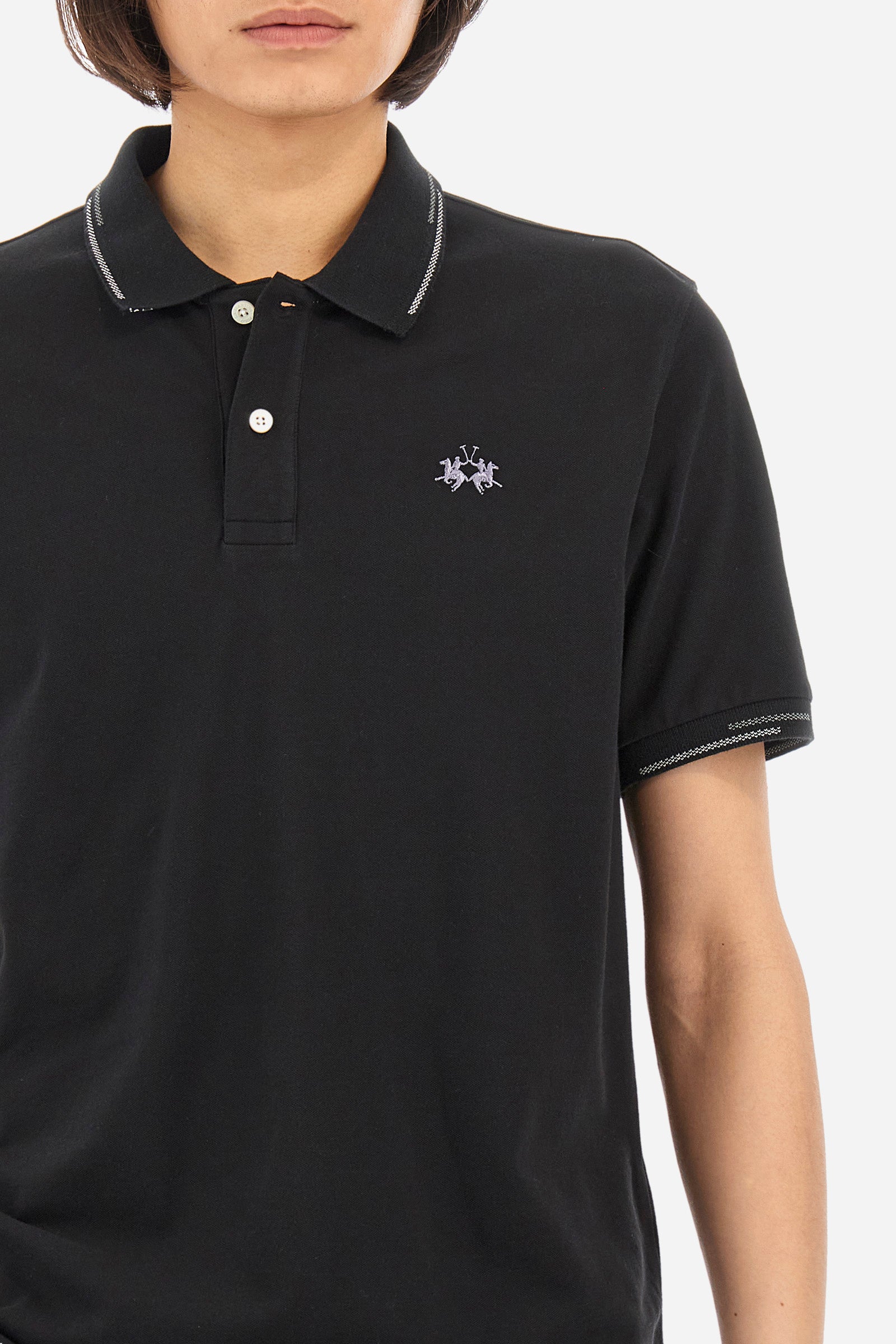 Regular-fit polo shirt in elasticated cotton - Valene
