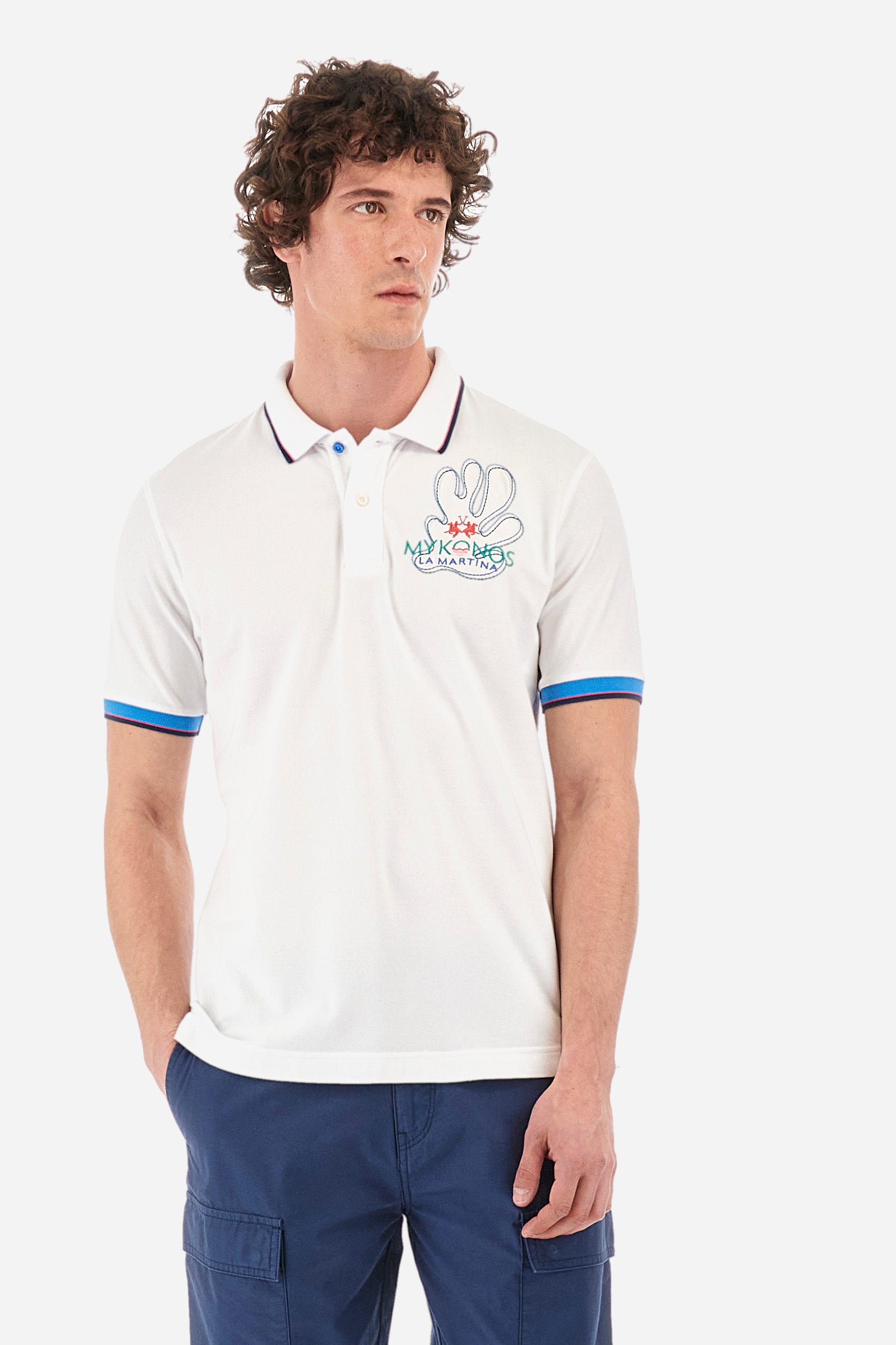 Regular-fit polo shirt in elasticated cotton - Yorath