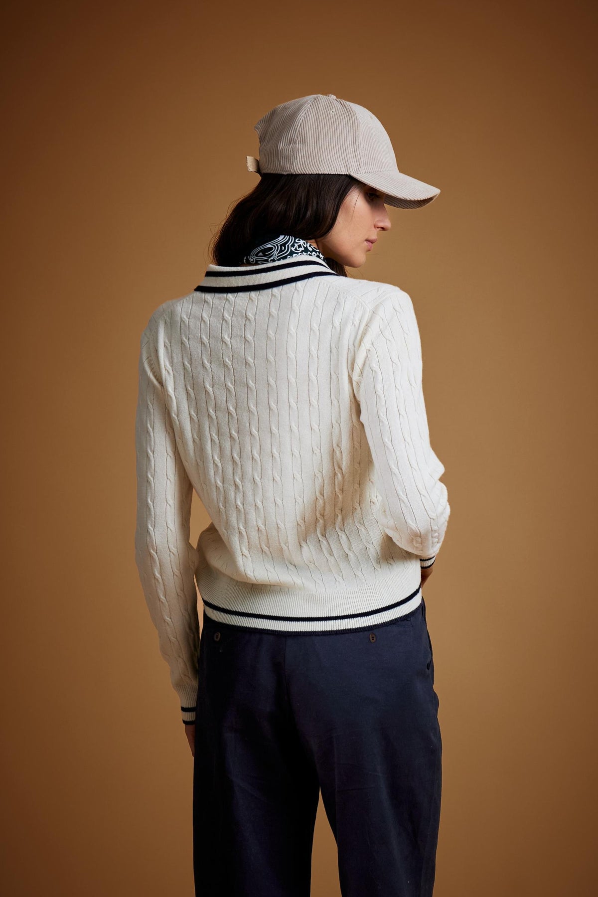Polo donna in maglia a trecce in lambswool - Ellery