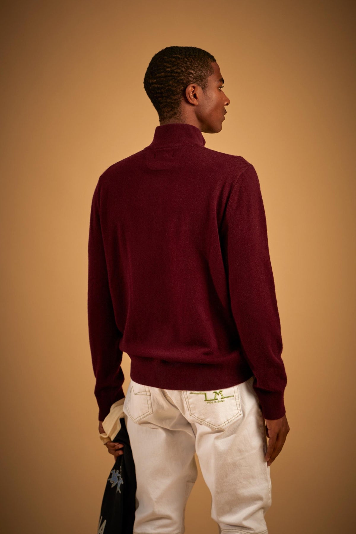 Men's half-zip lambswool sweater with tricolor logo - Etor