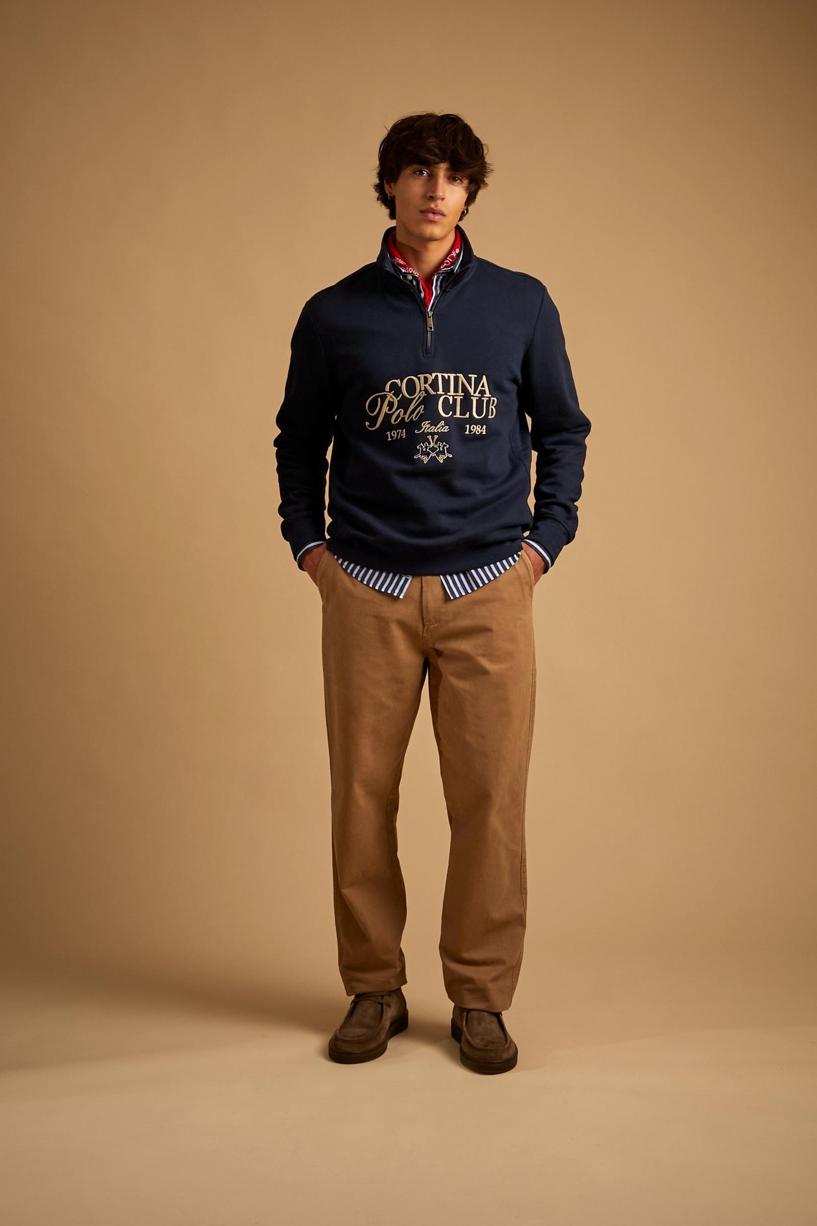 Herren-Sweatshirt mit halbem Reißverschluss aus angerauter Baumwolle Cortina - Dominic