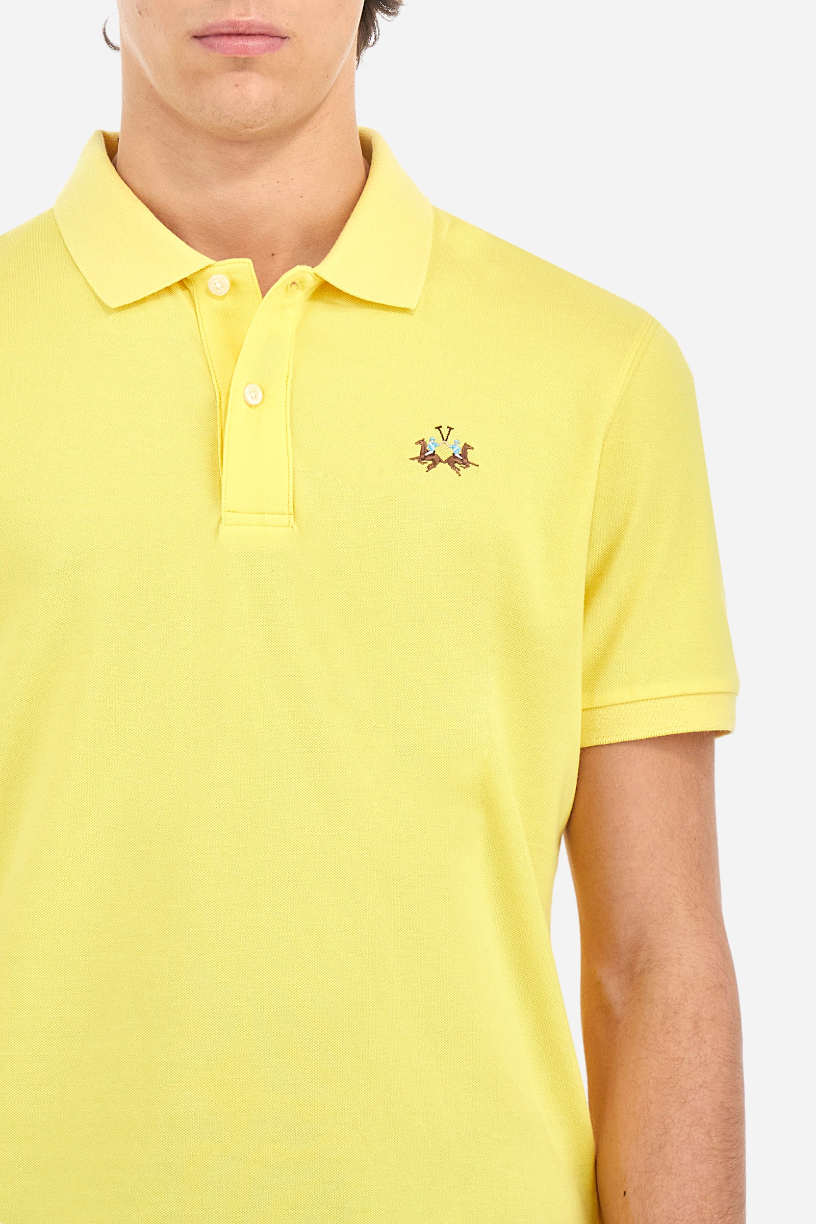 Poloshirt aus Stretch-Piqué-Baumwolle mit schmaler Passform – Eduardo