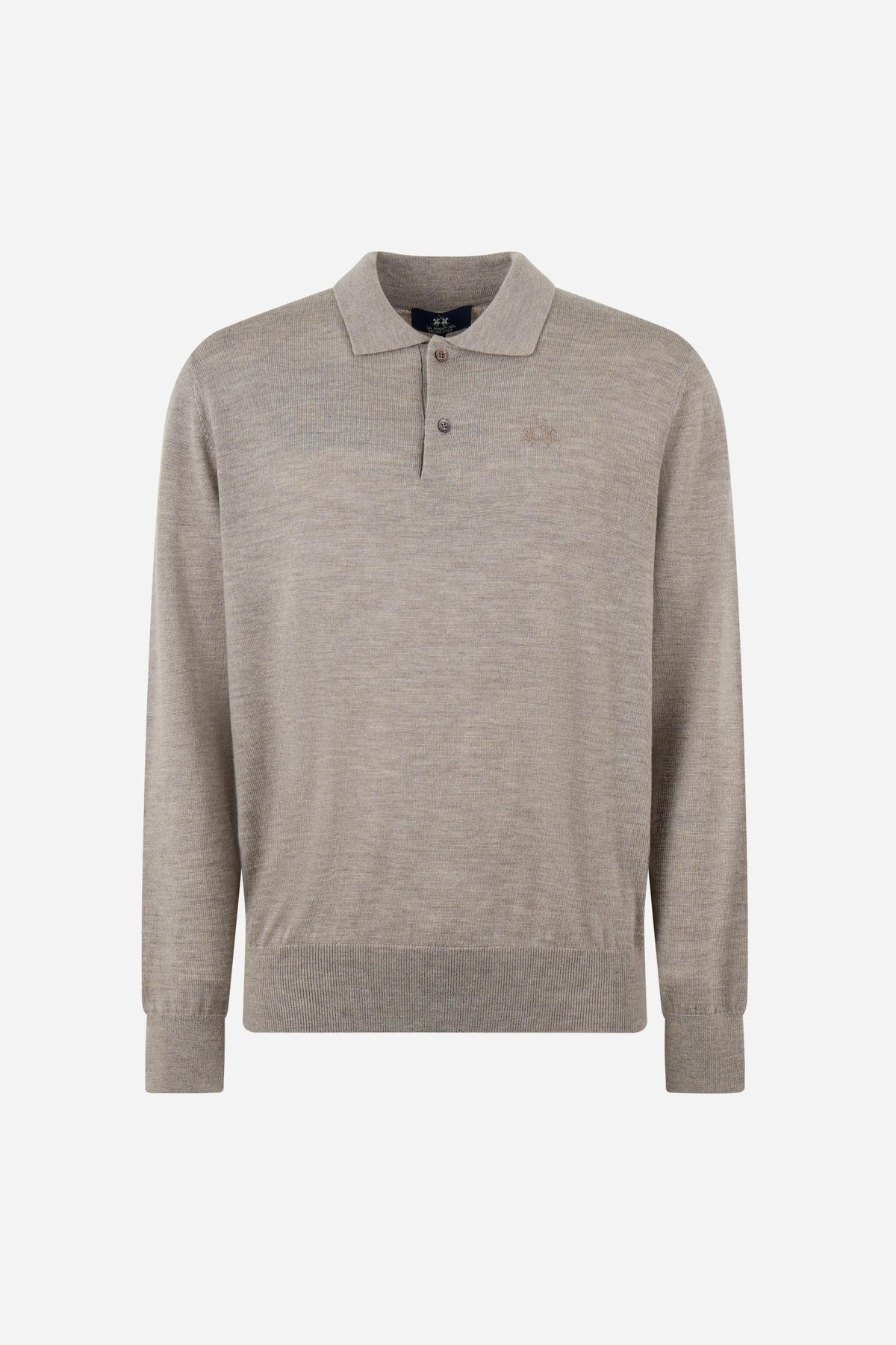 Men's long sleeve merino wool polo - Evaristo