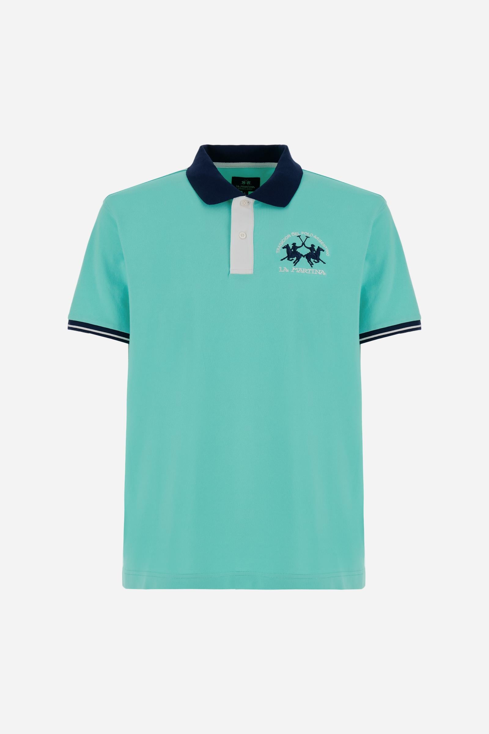 Herren Kurzarm-Poloshirt aus Stretch-Piqué mit Kontrastdetails – Trixie