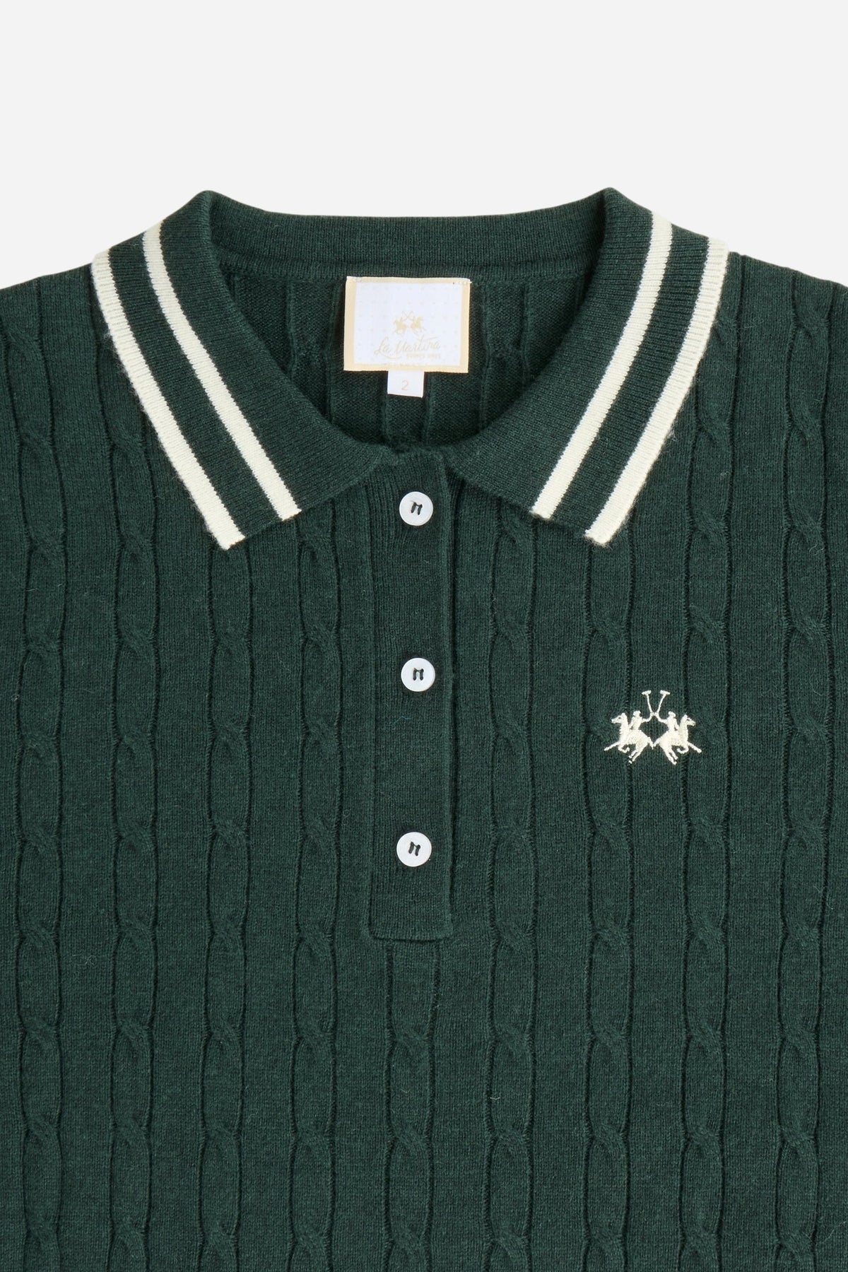 Polo donna in maglia a trecce in lambswool - Ellery
