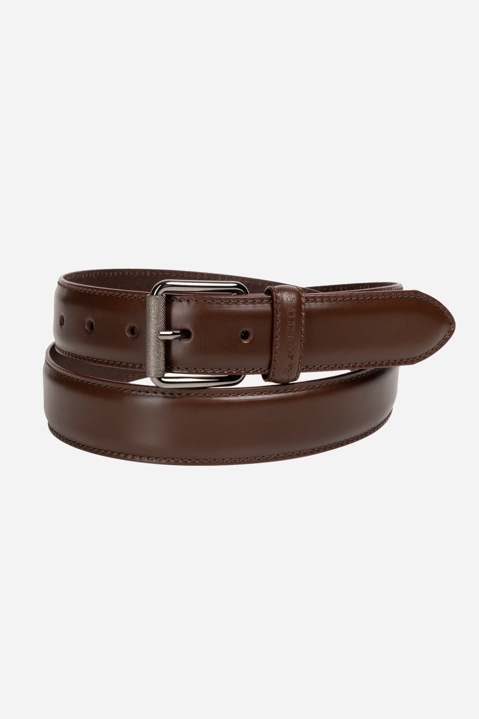 Solid color black leather belt