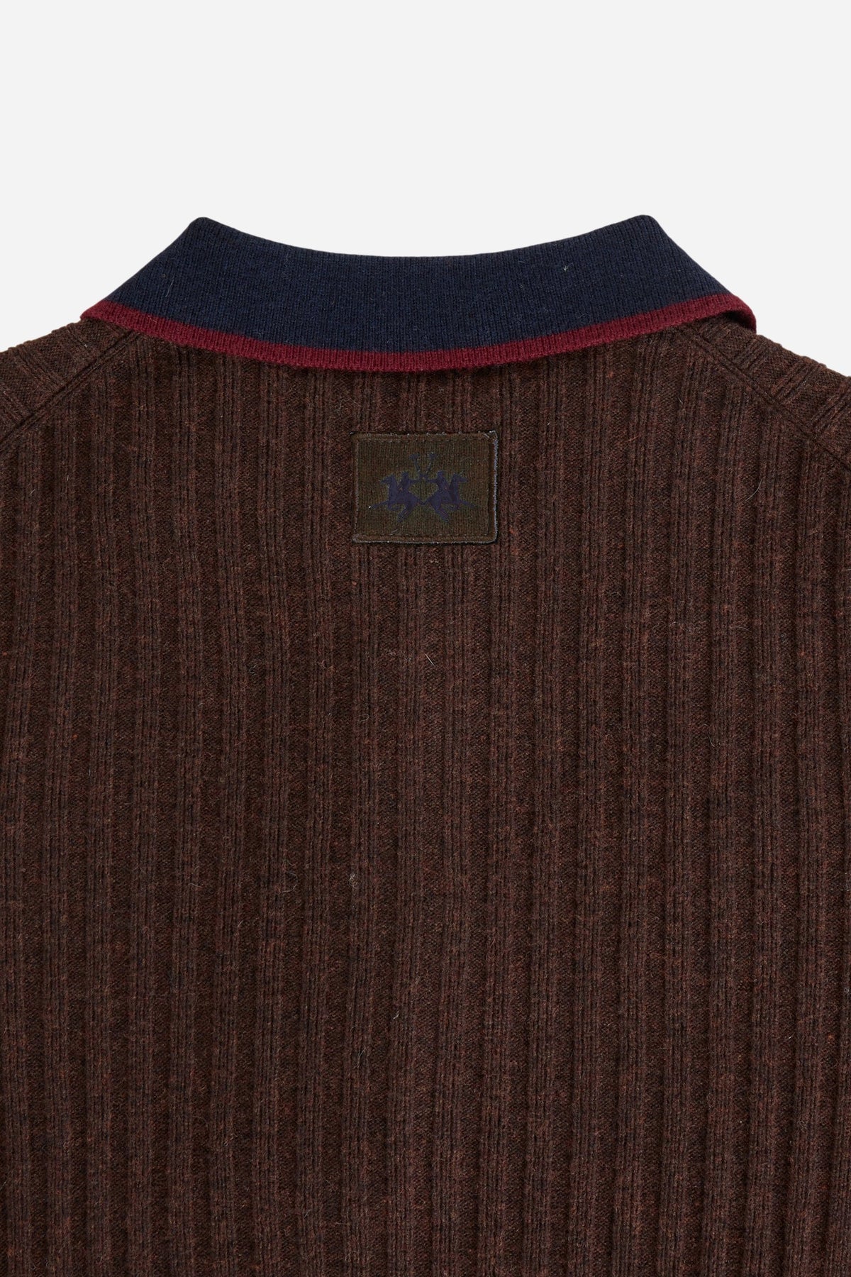 Polo in maglia da donna in lambswool dettagli a contrasto - Eugenie
