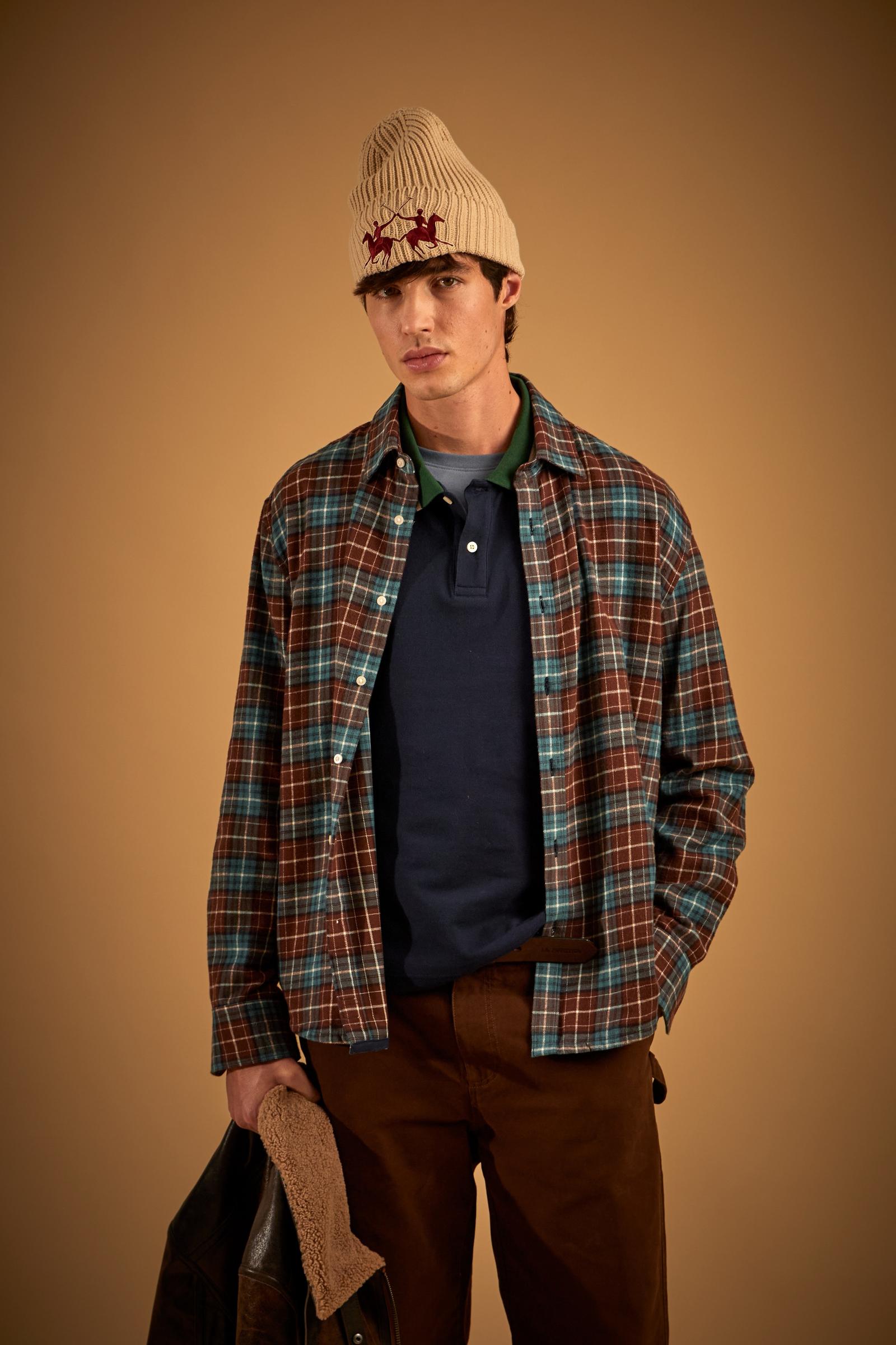 Men's cotton flannel checkered shirt