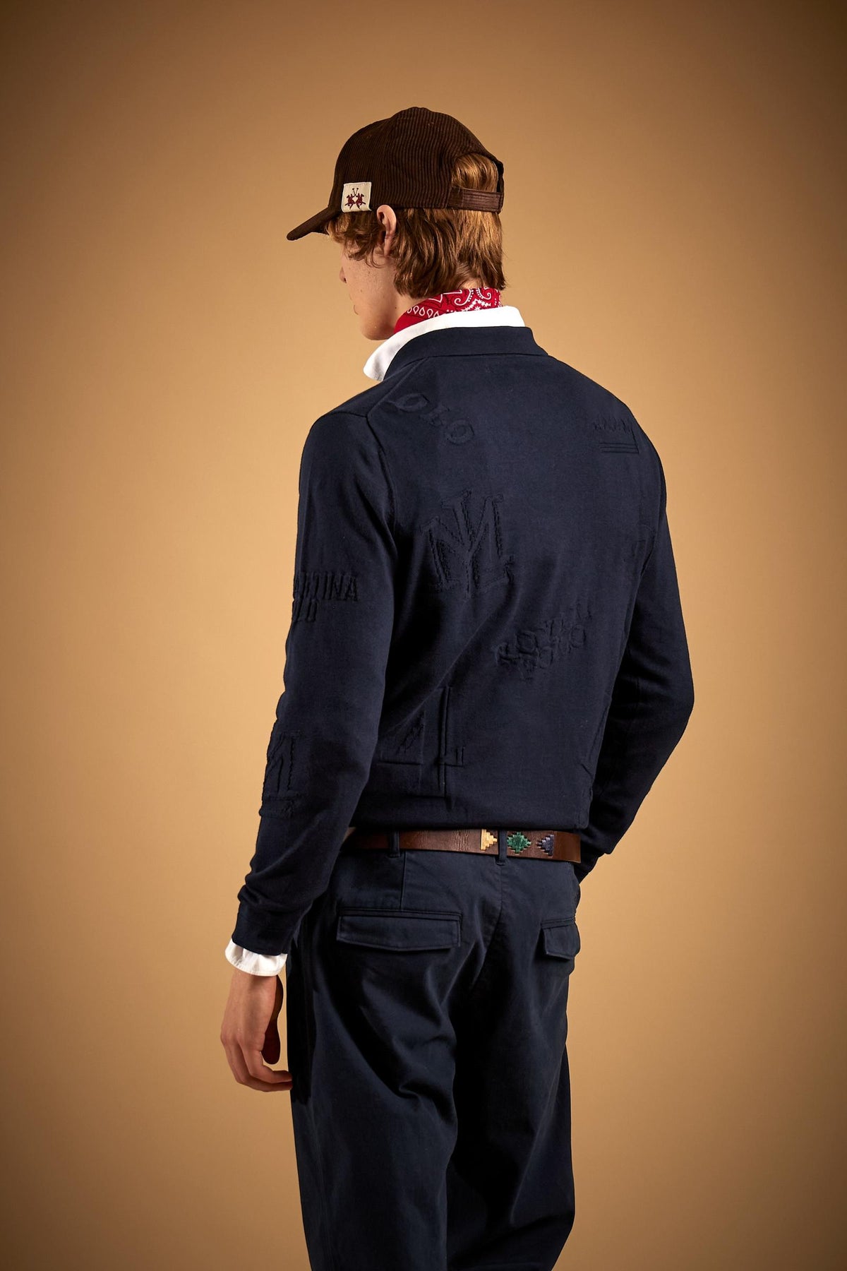 Men's jacquard cotton sweater with lettering - Erick